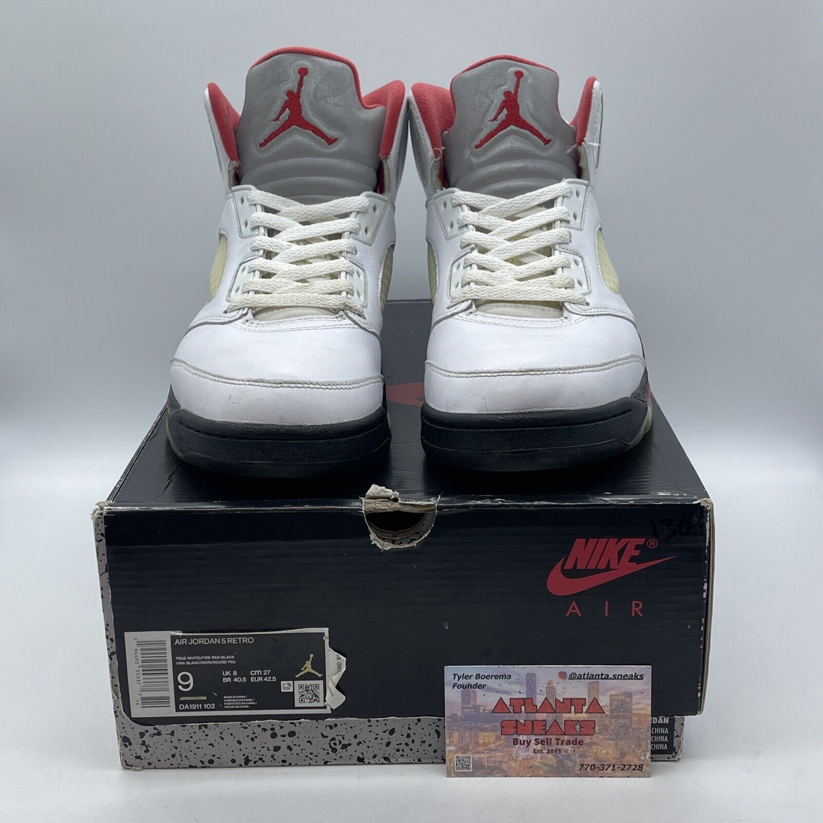 Size 9 - Jordan 5 Retro Mid Fire Red Grey Suede White Black Leather (DA1911-102)