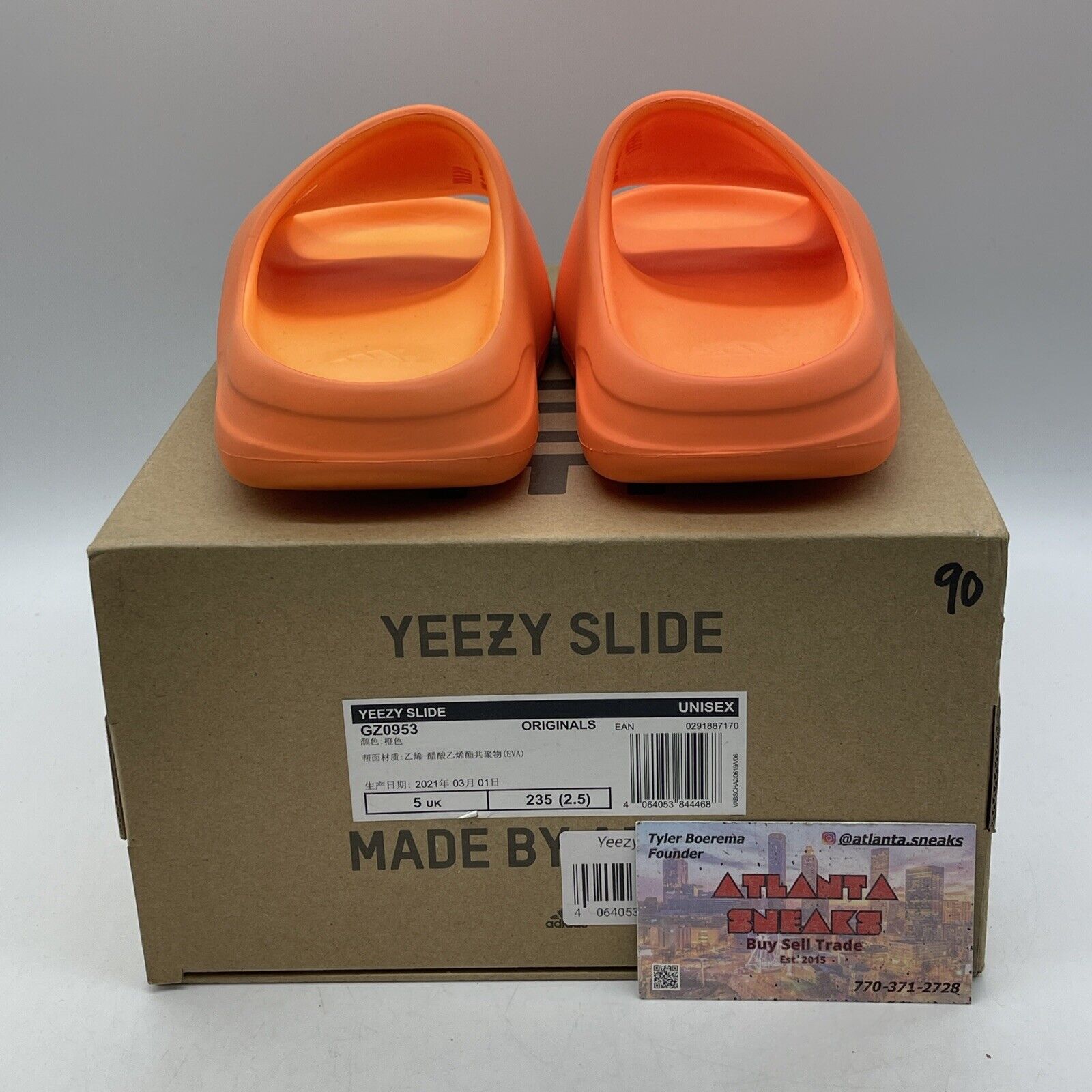 Size 5 - Yeezy Slide Sandals Men's Size 7 Enflame Orange Leather (GZ0953)