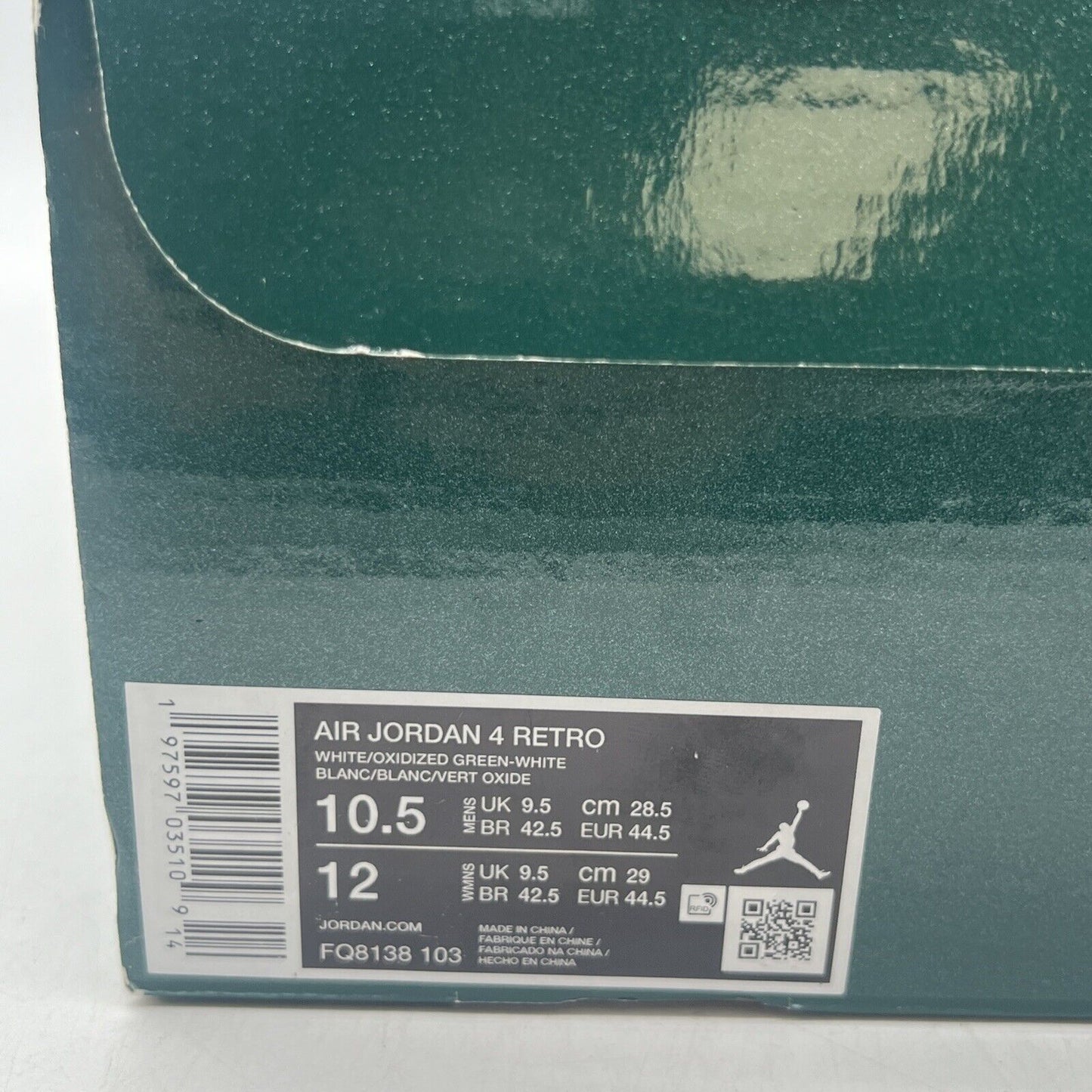 Size 10.5 - Air Jordan 4 Retro Oxidized Green White Leather (FQ8138-103)