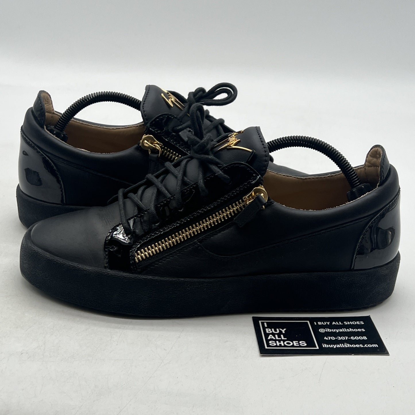 Size 43 - GIUSEPPE ZANOTTI LEATHER GOLD ZIPPERS LOW TOPS