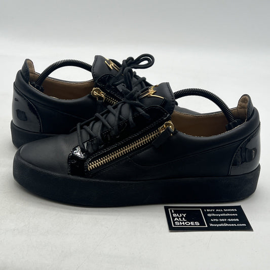Size 43 - GIUSEPPE ZANOTTI LEATHER GOLD ZIPPERS LOW TOPS