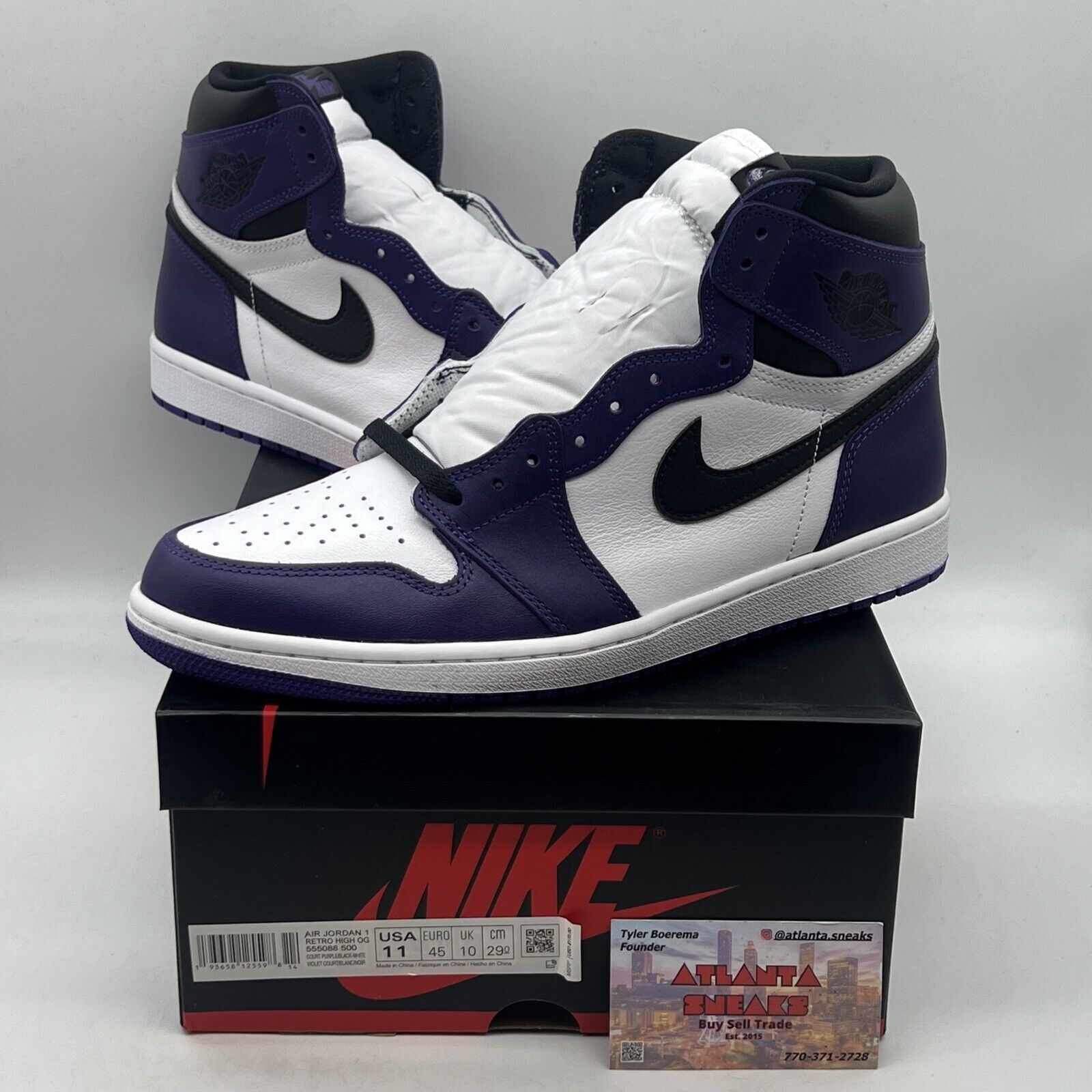 Size 11 - Jordan 1 Retro OG High Court Purple 2.0 Brand New Og All Purple Black