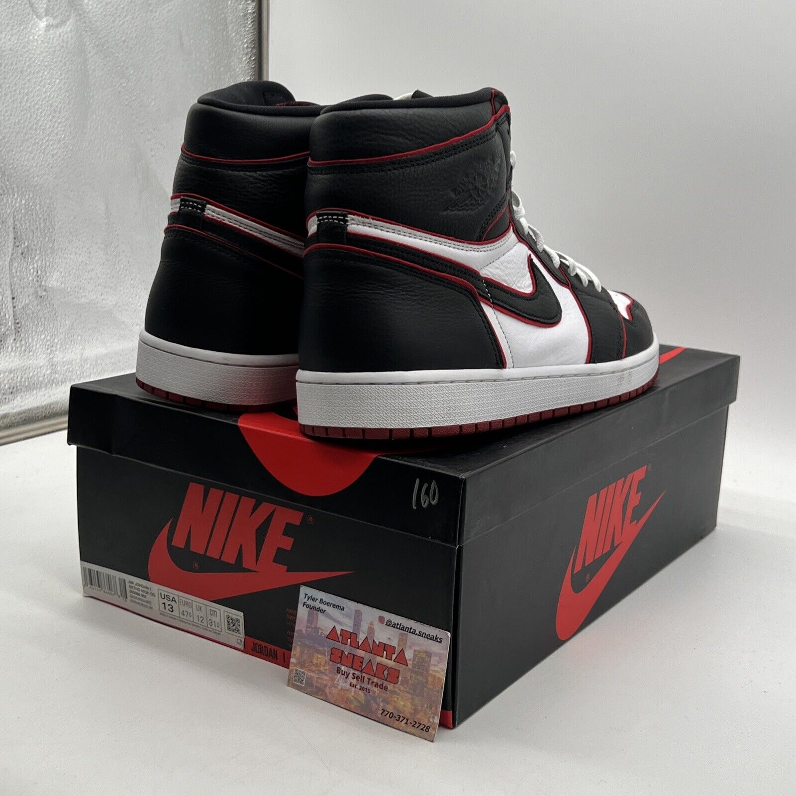 Size 13 - Jordan 1 Retro High OG Bloodline 2019 Black White Leather  555088-062