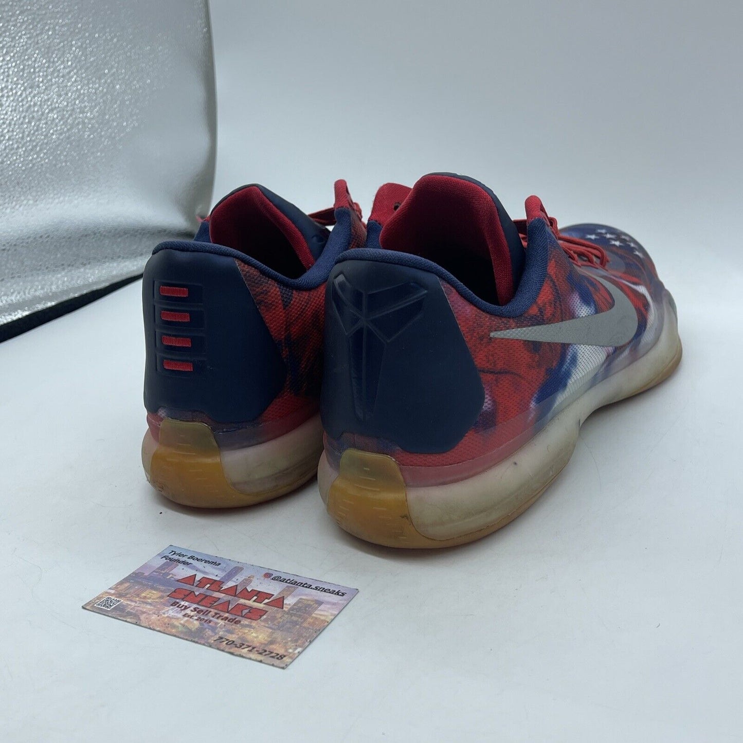 Size 12 - Nike Kobe 10 USA Silver Red Blue White Suede Leather (705317-604)