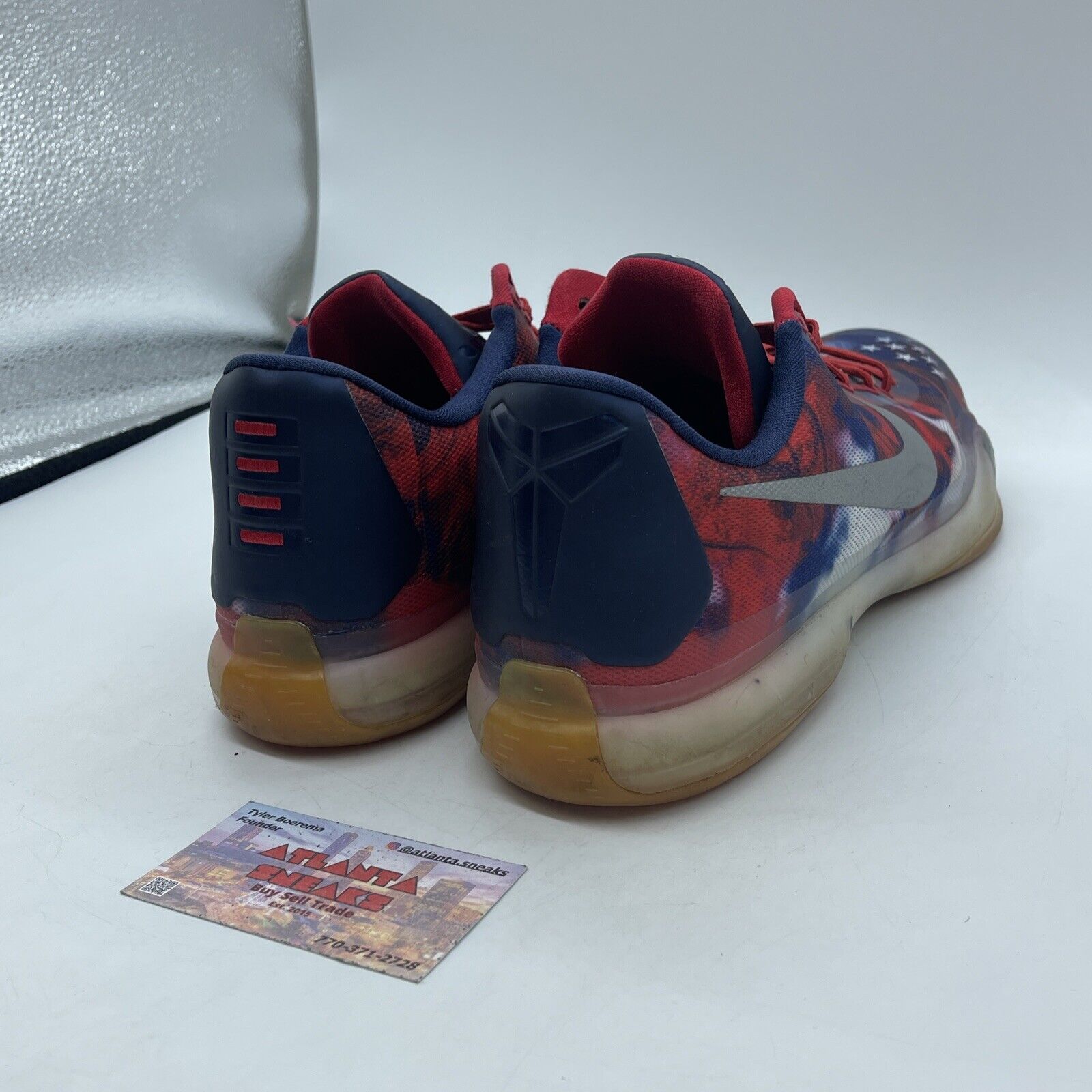 Size 12 - Nike Kobe 10 USA Silver Red Blue White Suede Leather (705317-604)