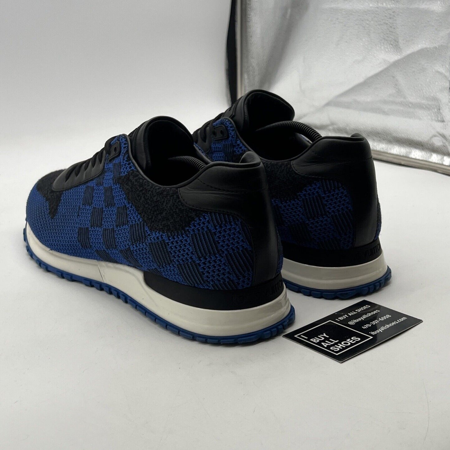 Size 12.5 - Louis Vuitton Run Away Sneakers Blue Mesh Leather