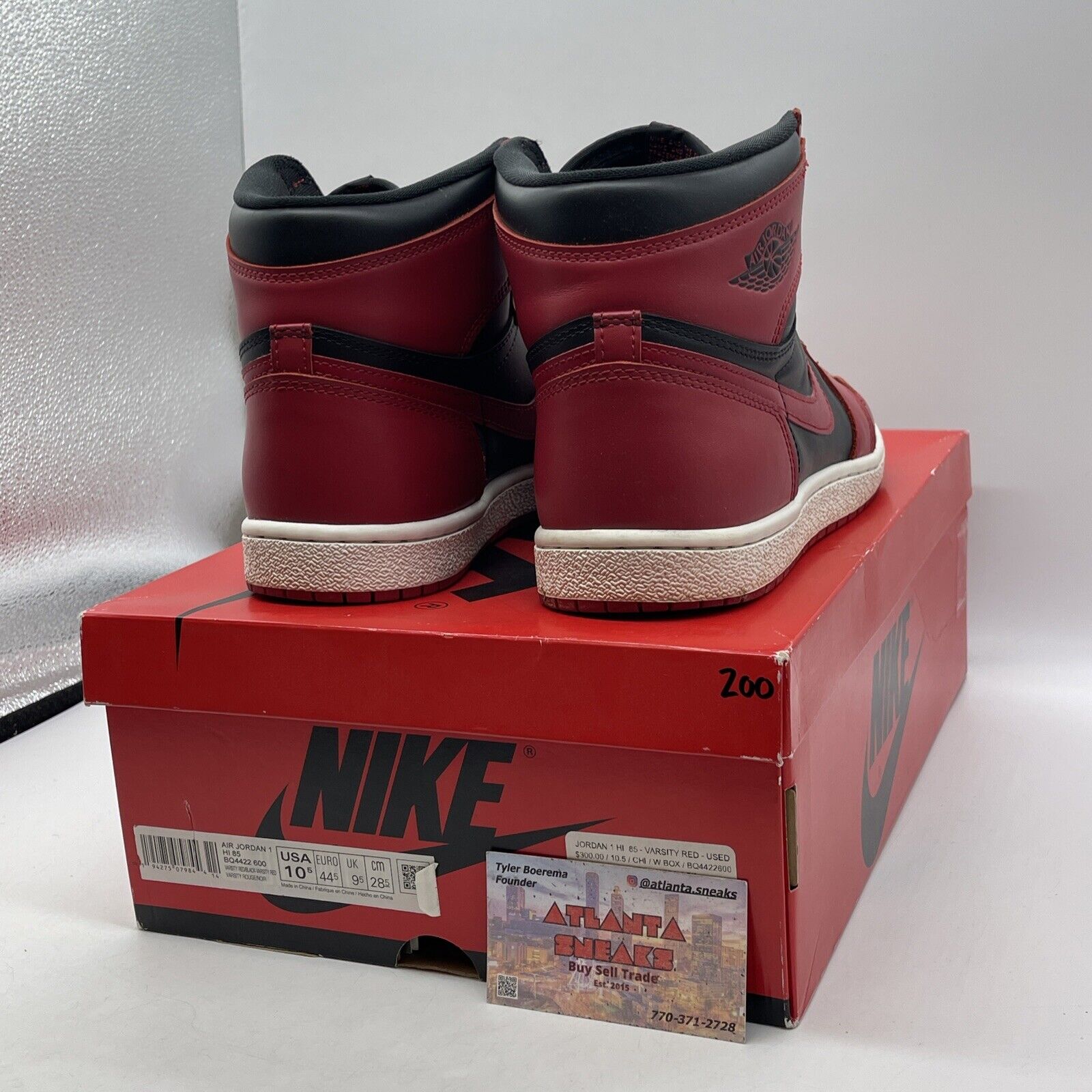 Size 10.5 - Jordan 1 Retro High 85 Varsity Red Black White Leather (BQ4422-600)