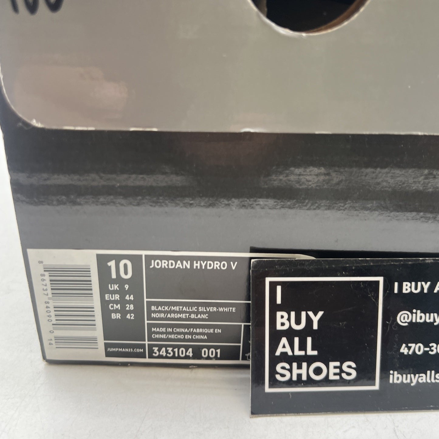 Size 10 - Air Jordan Hydro Slides Retro 4 Black Cat Mens (343104-001)