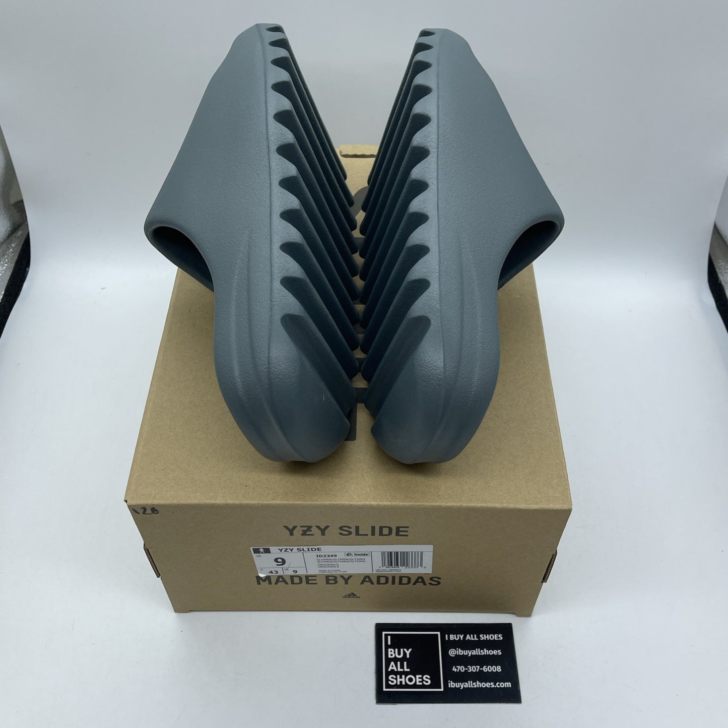 Size 9 - Yeezy Slide Slate Marine Grey Rubber (ID2349)