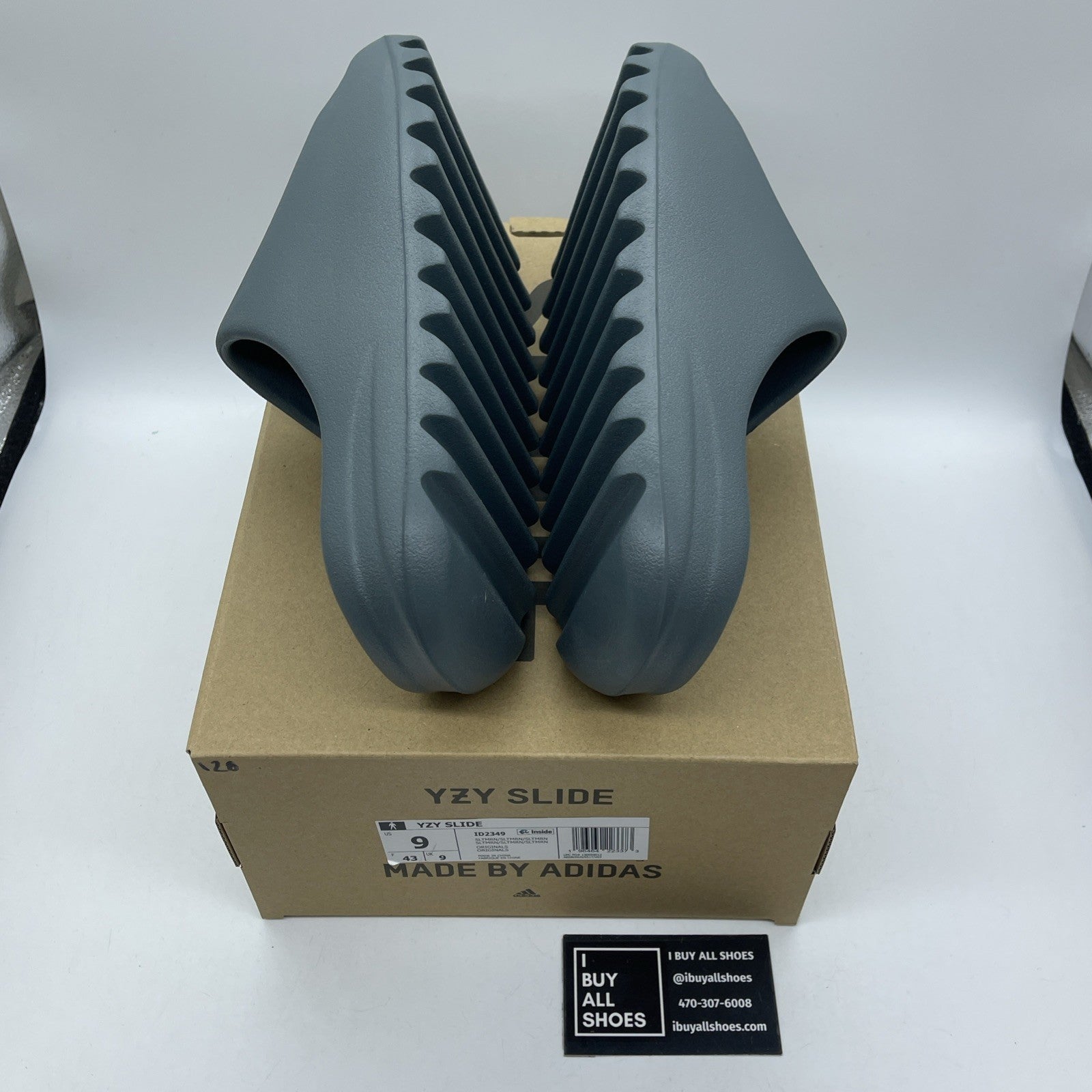 Size 9 - Yeezy Slide Slate Marine Grey Rubber (ID2349)