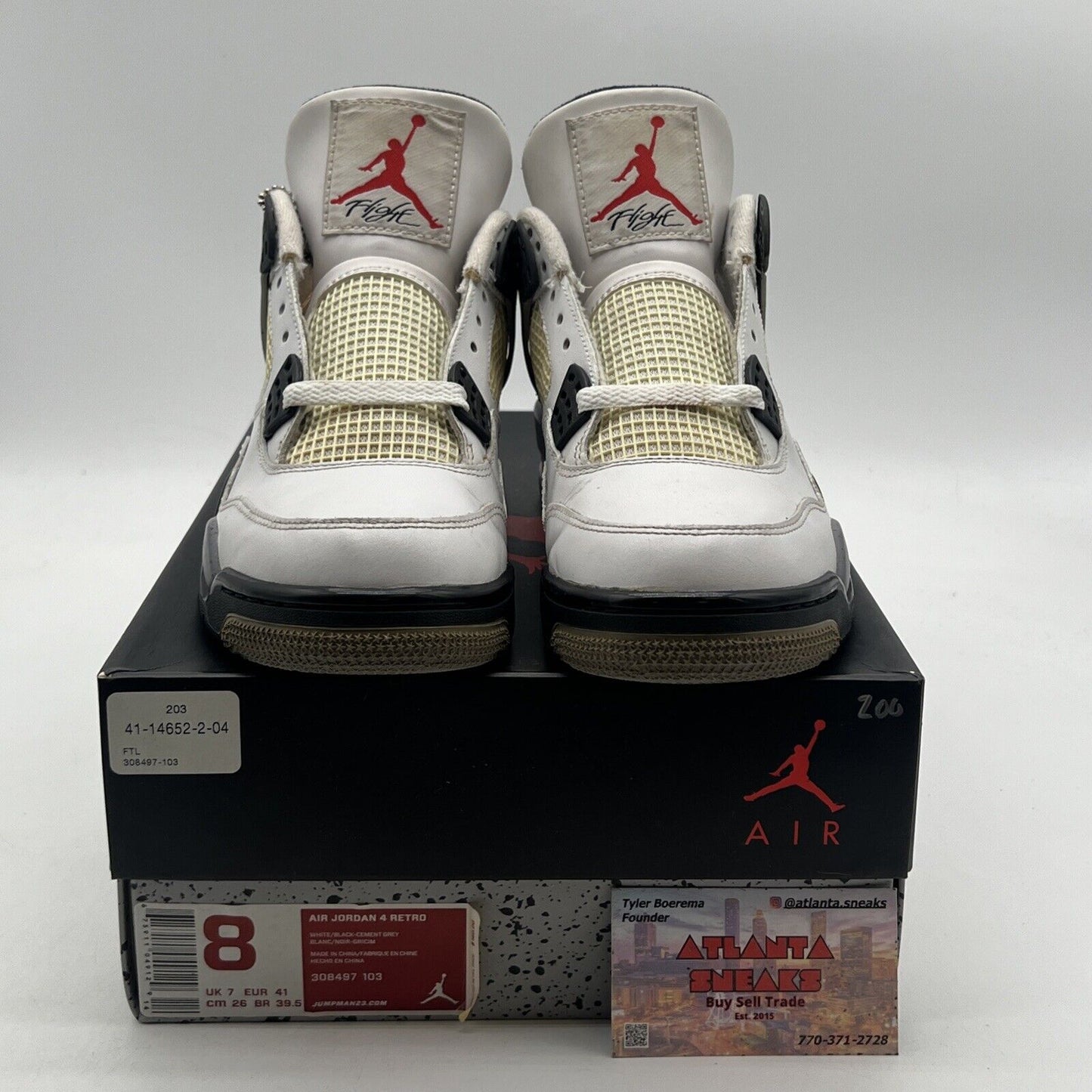 Size 8 - Air Jordan 4 Retro Cement 2012 (308497-103)