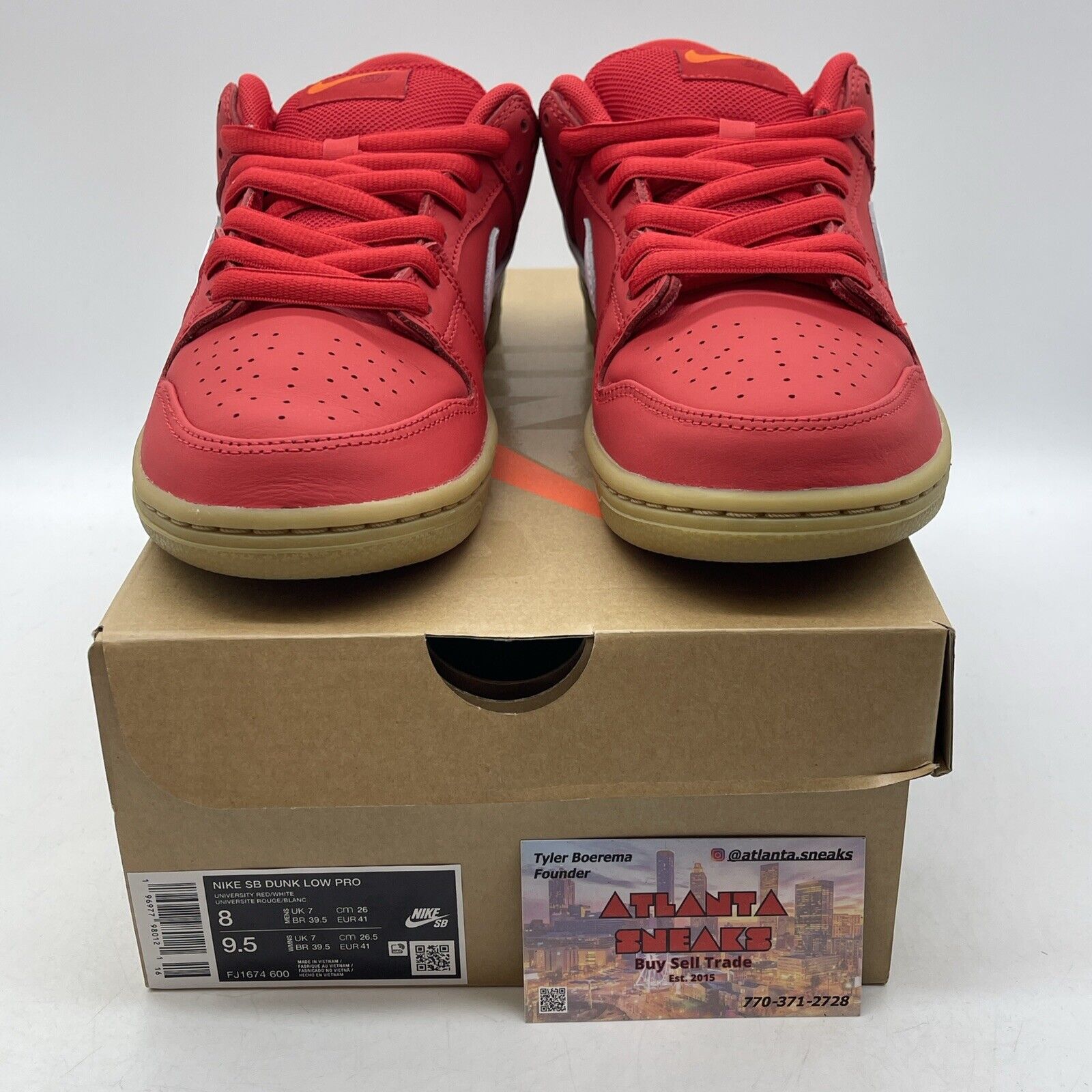 Size 8 - Nike SB Dunk Low Pro ISO Orange Label University Red Gum (FJ1674-600)