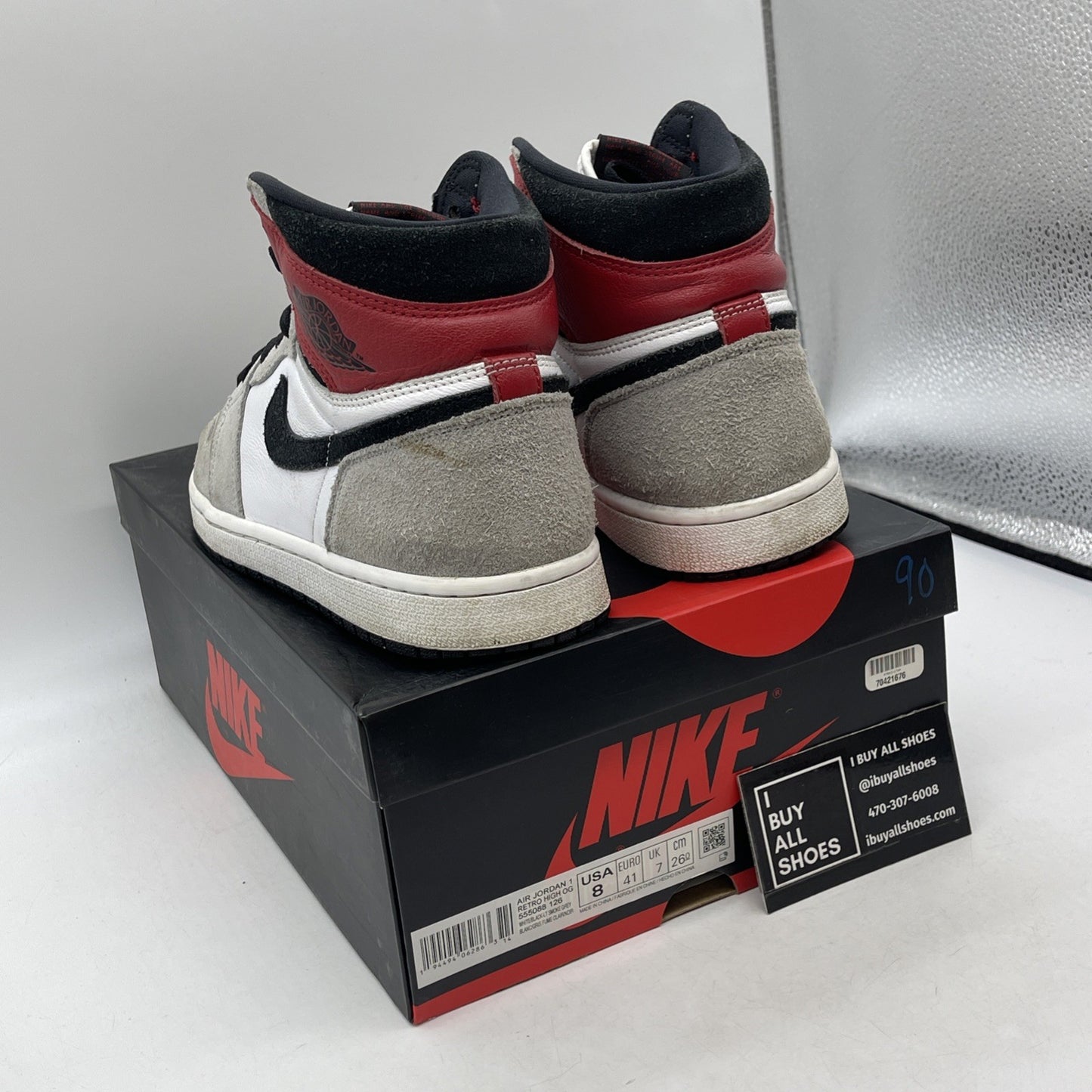 Size 8 - Jordan 1 Retro High OG Smoke Gray 2020 Suede Leather (555088-126)