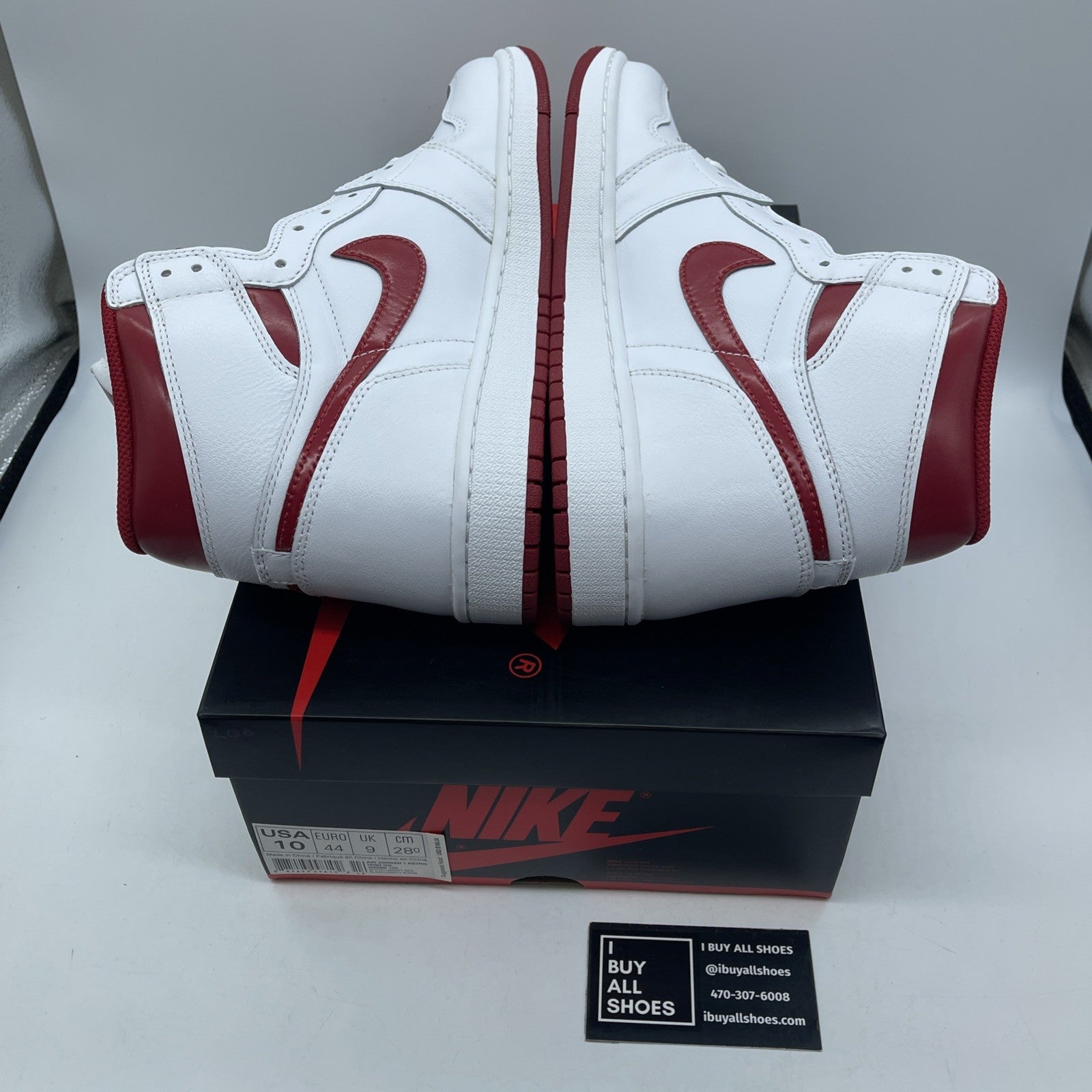 Size 10 - Air Jordan 1 Retro OG High Metallic Red White Leather (555088-103)