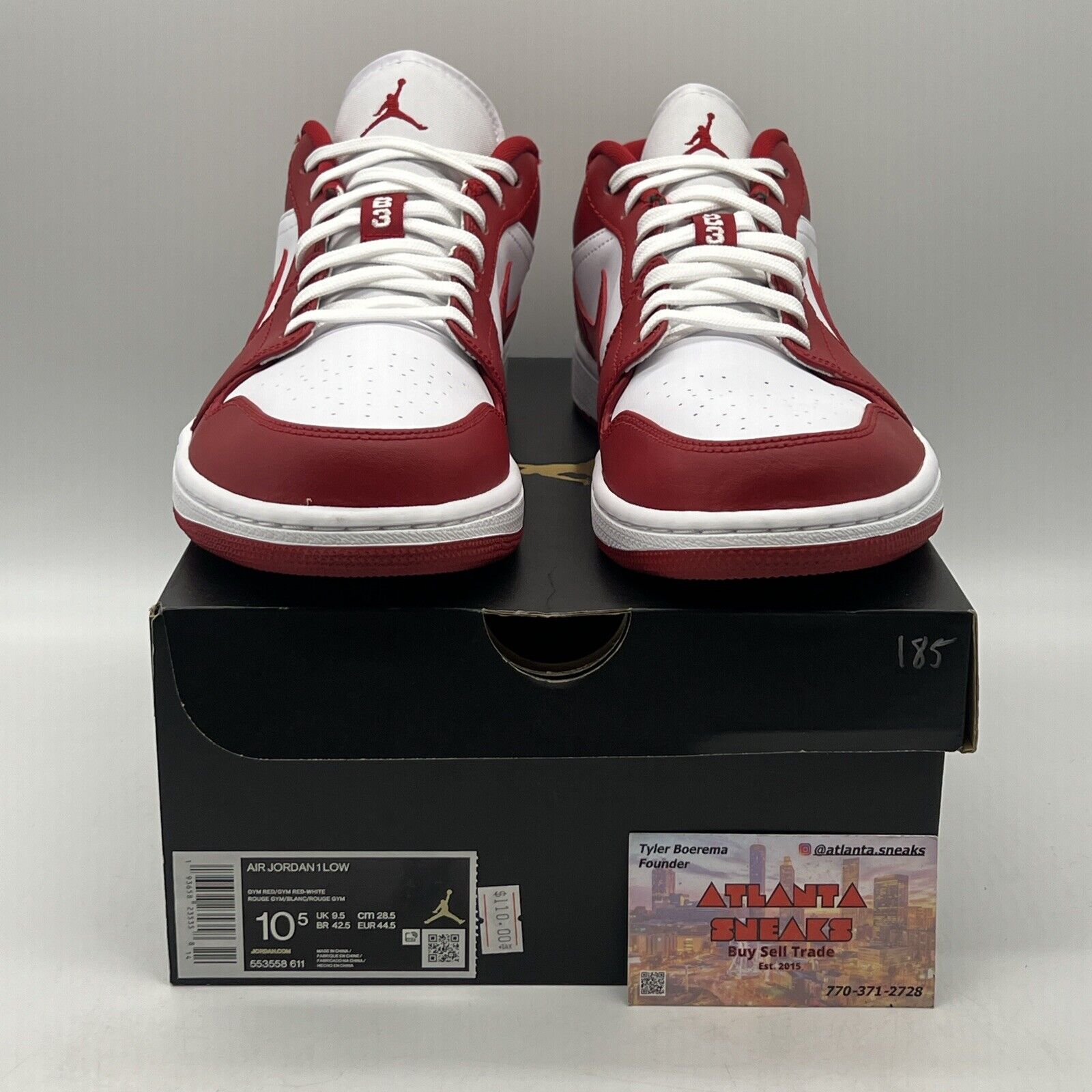 Size 10.5 - Air Jordan 1 Low Gym Red White Leather (553558-611)