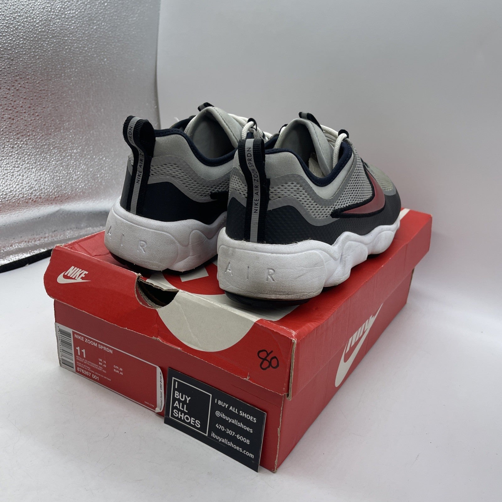 Size 11 - Nike Air Zoom Spiridon Ultra Silver Red (876267-001)