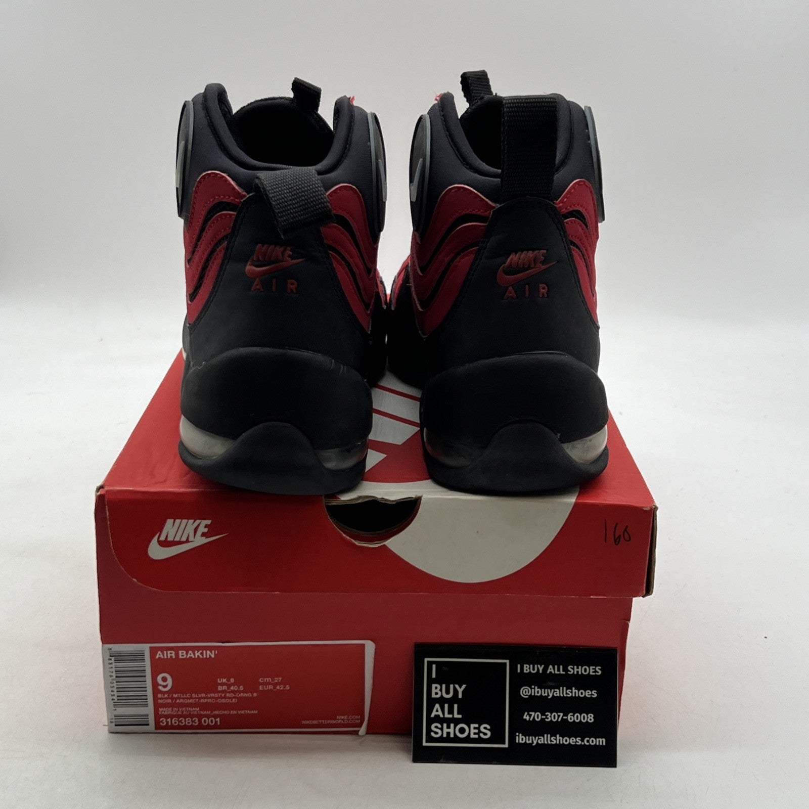 Size 9 - Nike Air Bakin 2013 Black Red (316383-001)