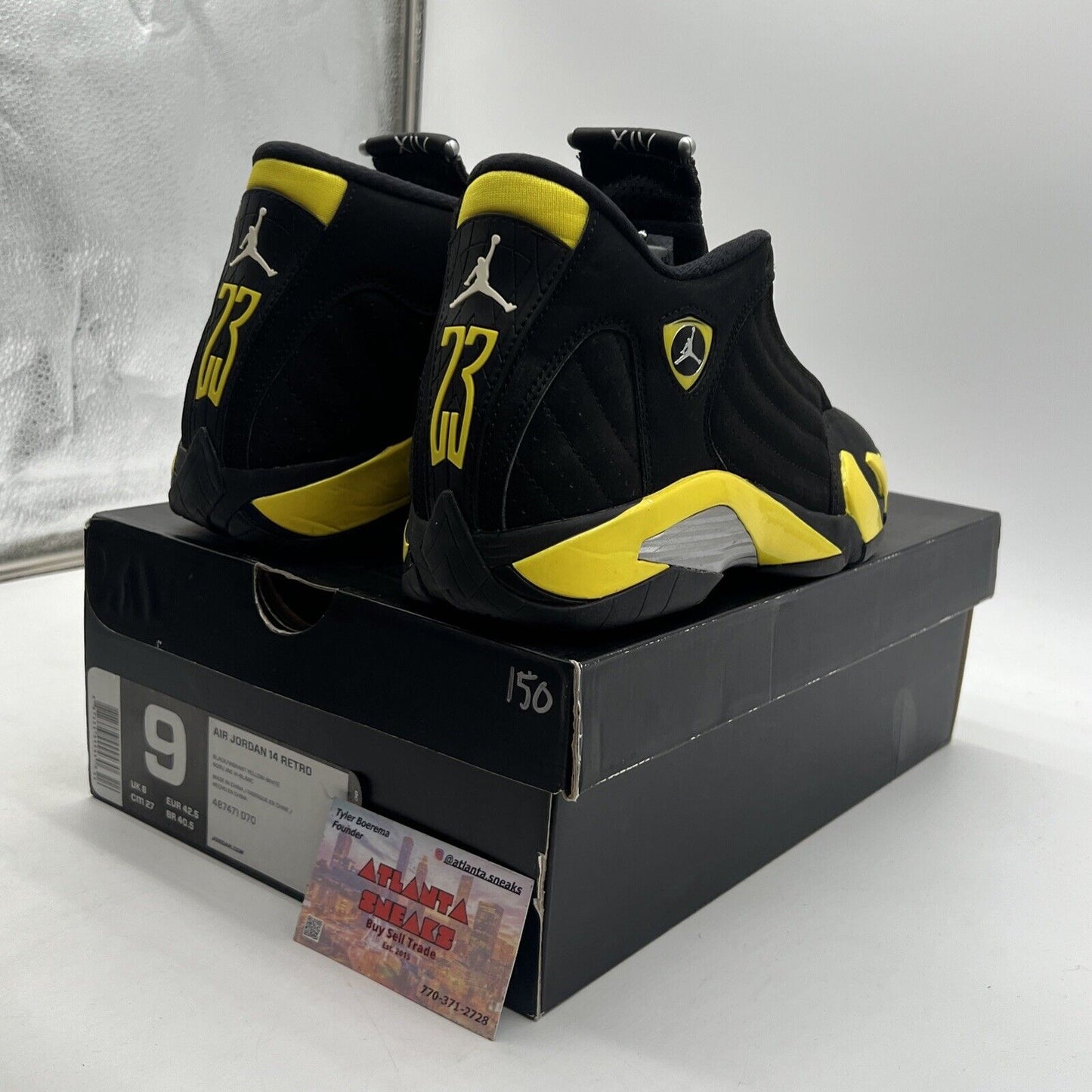 Size 9 - Air Jordan 14 Retro Thunder Black Yellow Suede (487471-070)