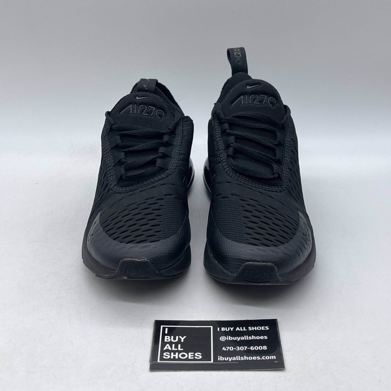 Size 4.5Y - (GS) Nike Air Max 270 Low Triple Black Suede Leather (BQ5776-001)