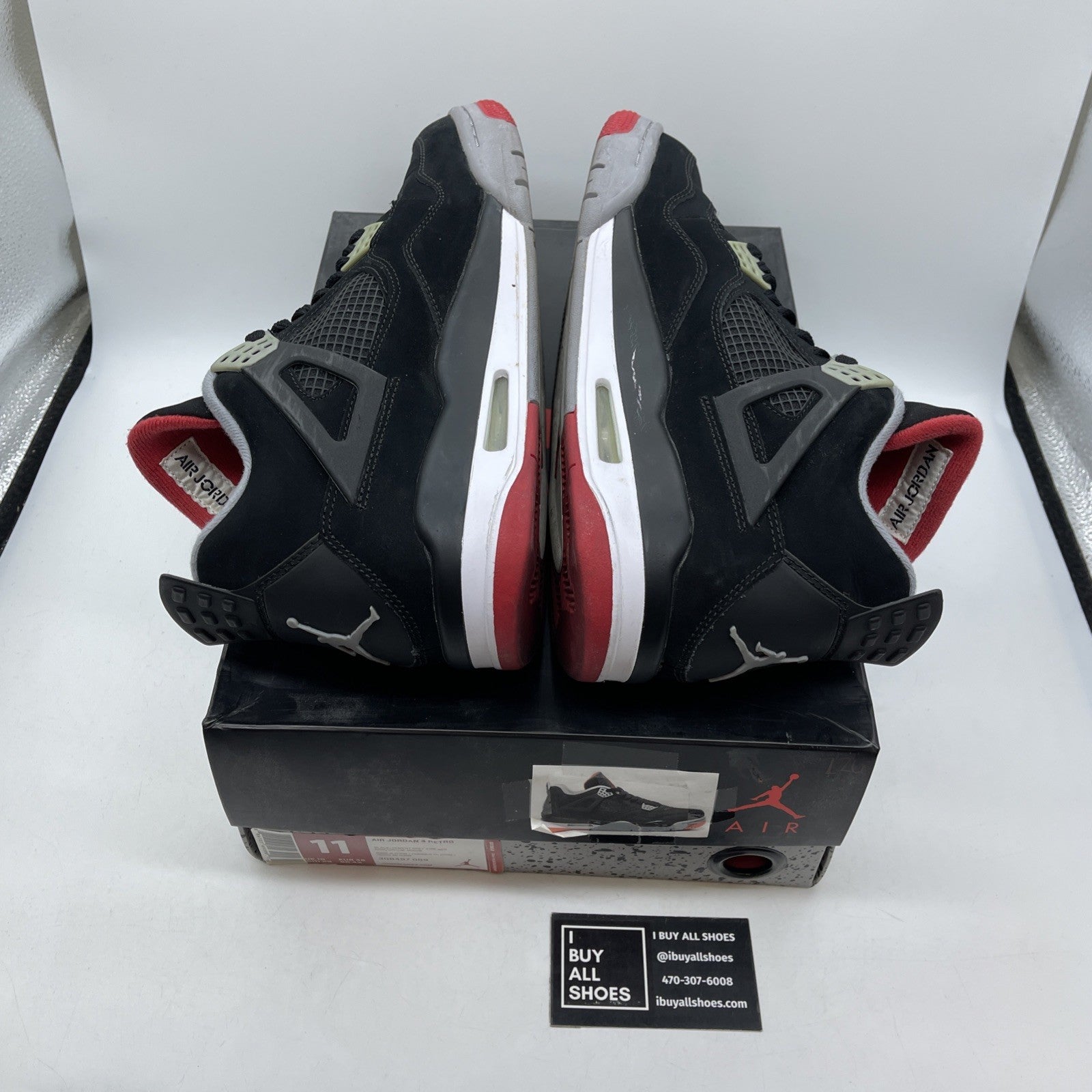 Size 11 - Jordan 4 Retro bred Black Red Suede (308497-089)