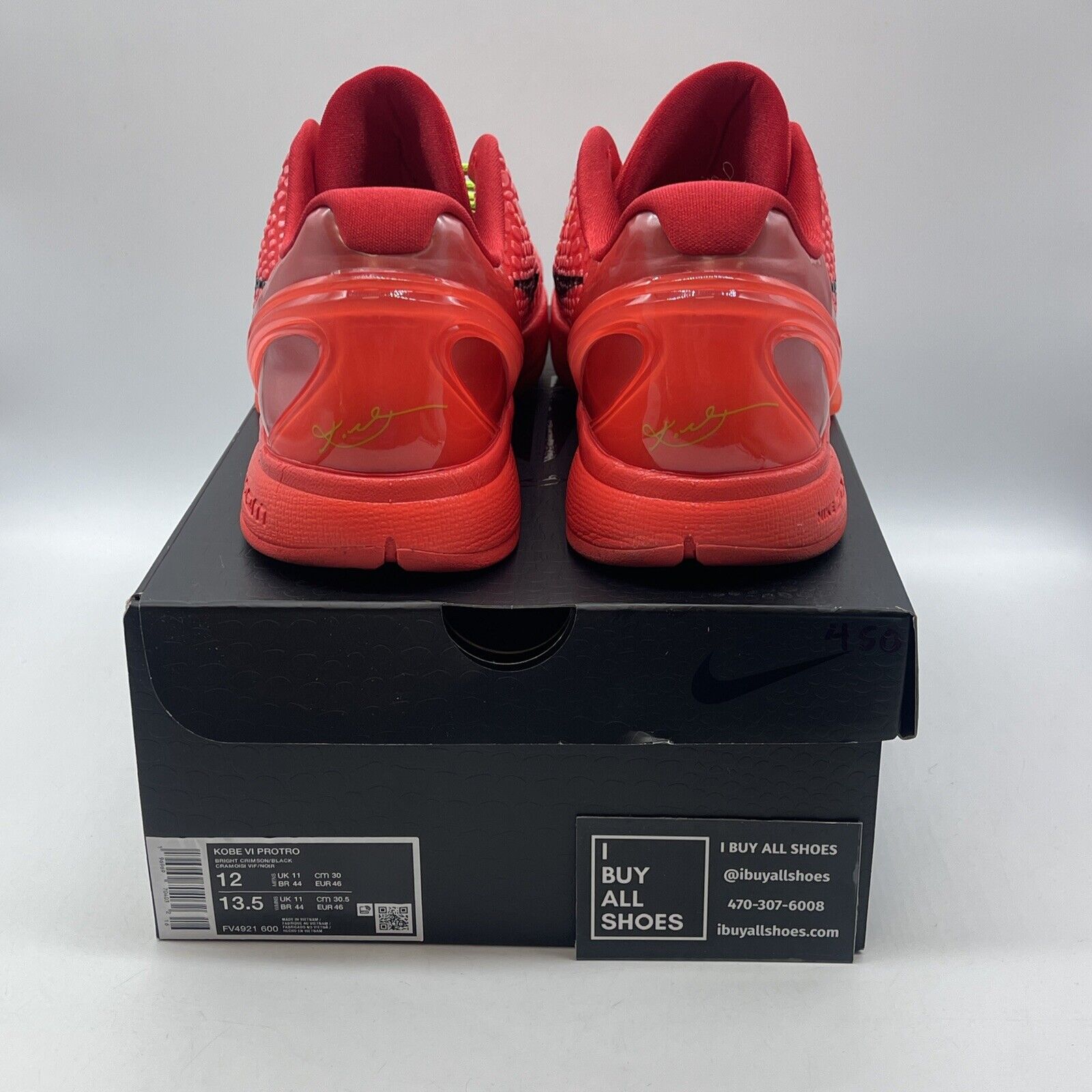 Size 12 - Nike Kobe 6 Protro Low Reverse Grinch Black Red Leather (FV4921-600)