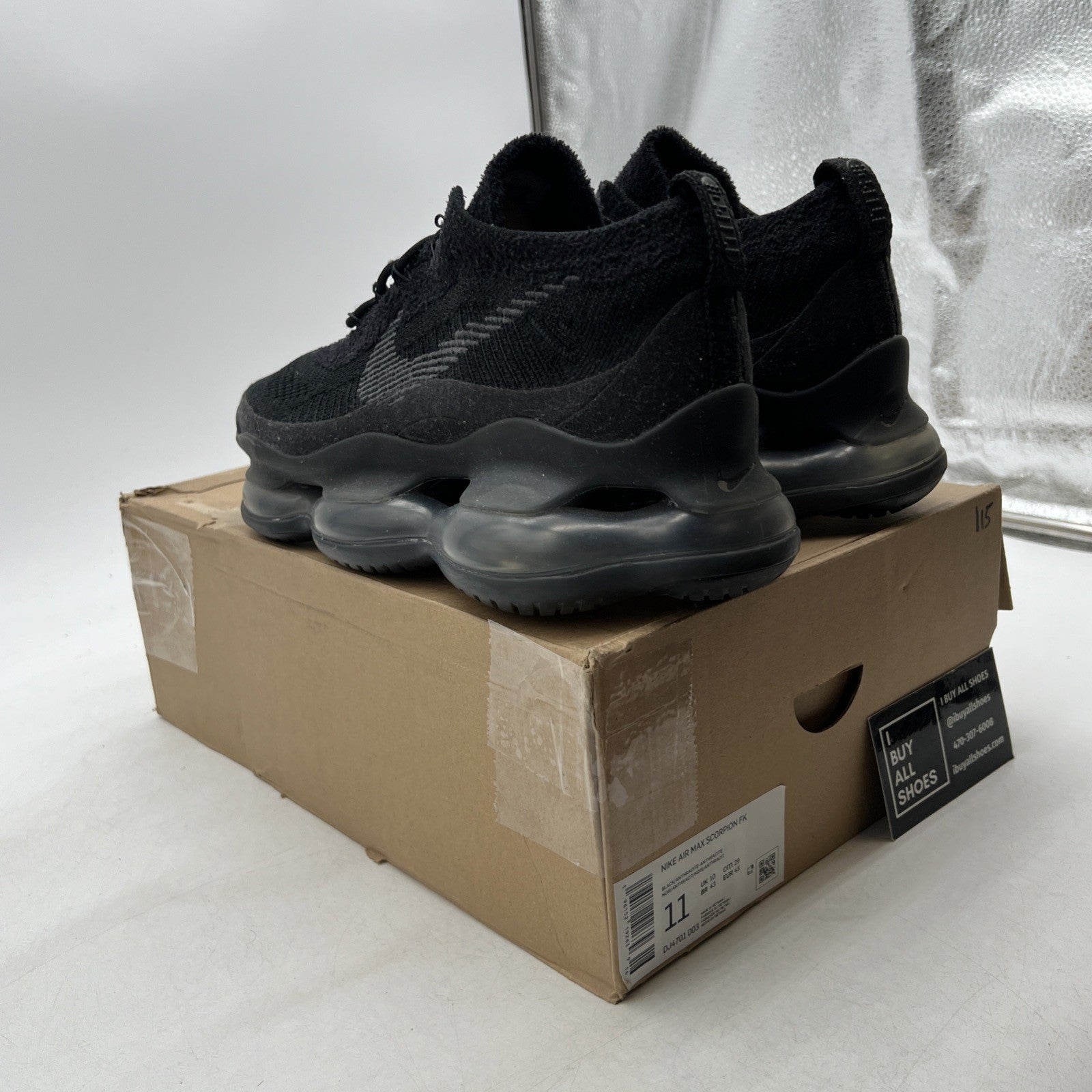 Size 11 - Nike Air Max Scorpion Flyknit Triple Black (DJ4701-003)