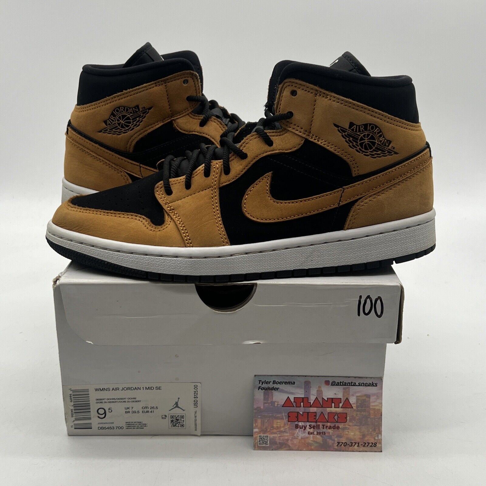 Size 9.5 - Air Jordan 1 SE Mid Desert Ochre W Black Suede White (DB5453-700