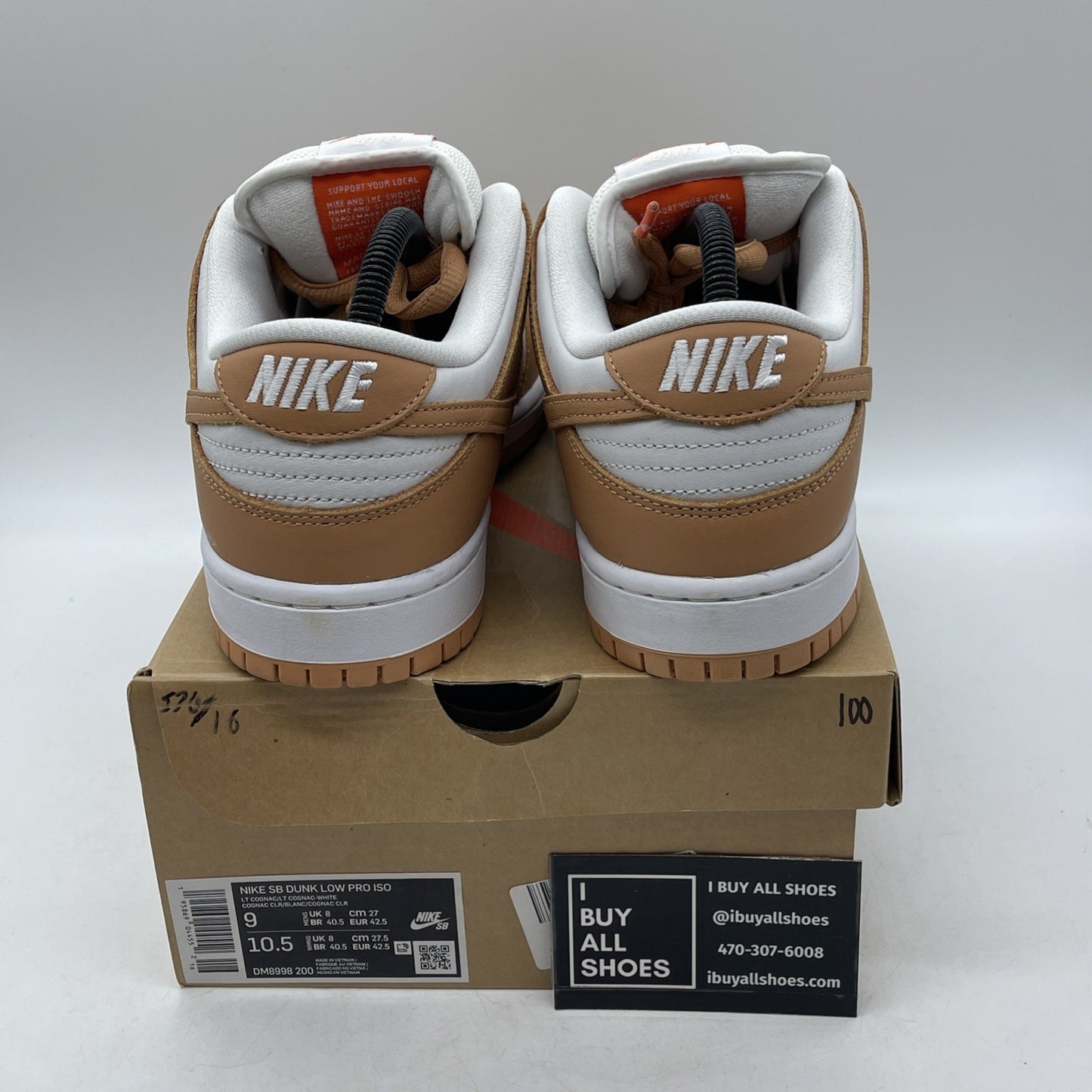 Size 9 - Nike Dunk Pro ISO SB Low Light Cognac
