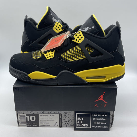 Size 10 - Jordan 4 Retro Low Thunder Black Yellow White Suede (308497-008)