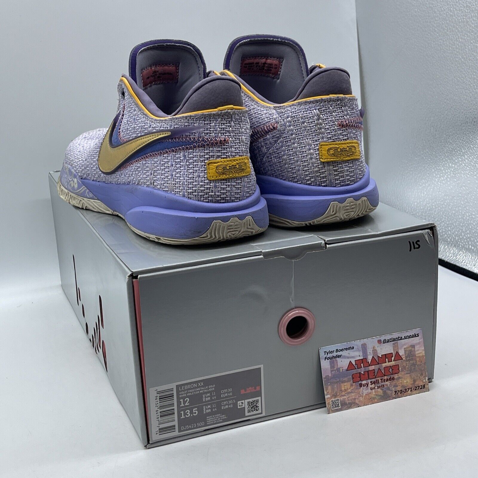 Size 12 - Nike LeBron 20 Low Purple And Gold Blue Yellow Suede (DJ5423-500)
