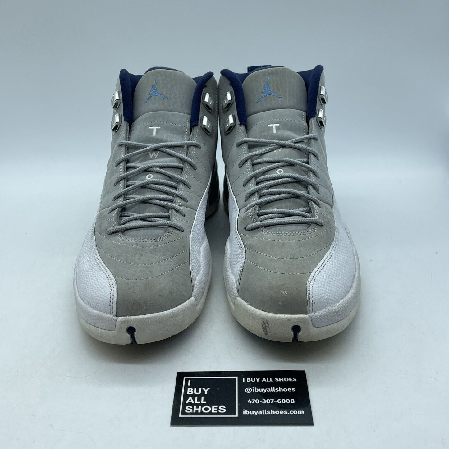 Size 10.5 - Air Jordan 12 Retro Grey University Blue Suede Leather (130690-007)