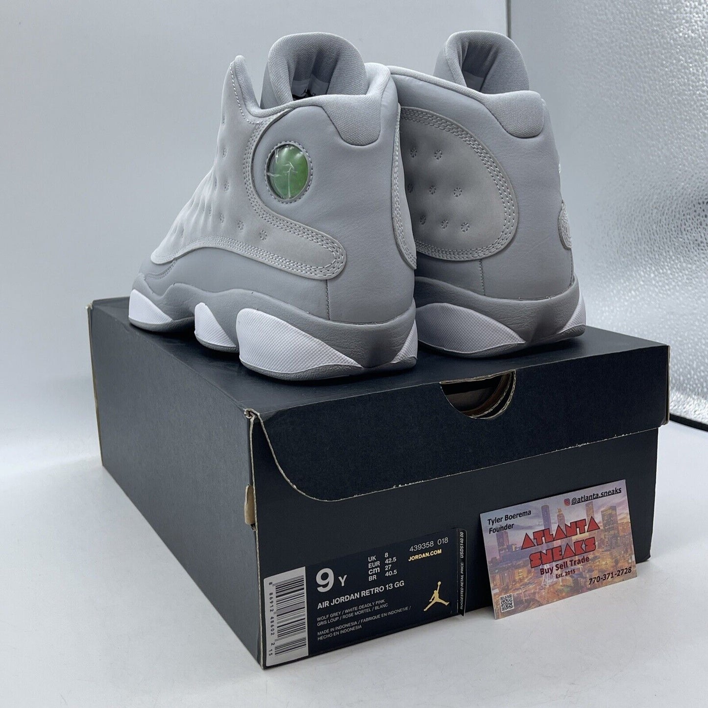 Size 9Y - Air Jordan 13 Wolf Grey White Silver Suede (439358-018)