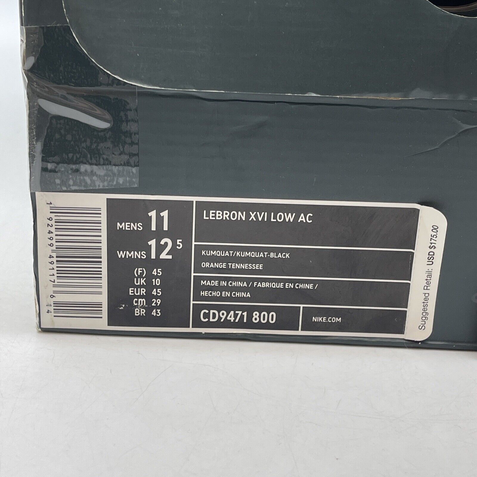 Size 11 - Nike Atmos x LeBron 16 Low Safari Orange Grey Green Suede (CD9471-800)