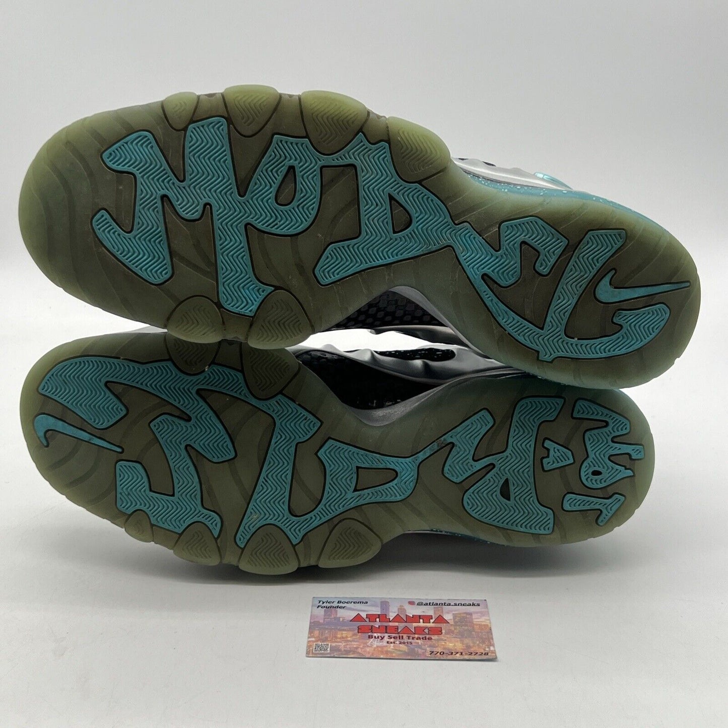 Size 13 - Nike Barkley Posite Max Splatter Black Silver Teal (555097-040)