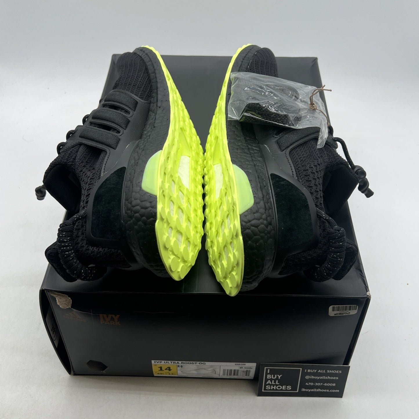 Size 14 - Adidas Ivy Park x UltraBoost Black Hi-Res Yellow (GX0200)