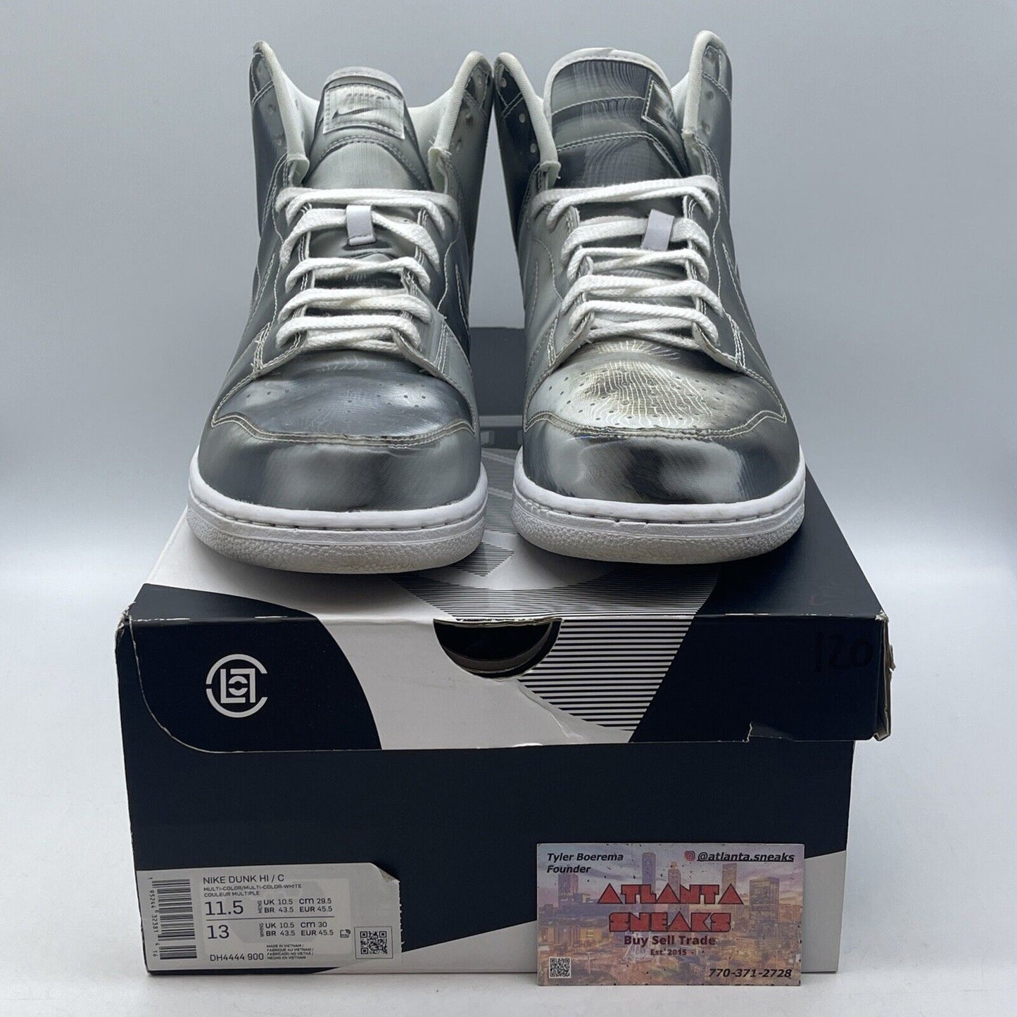 Size 11.5 - Nike CLOT x Dunk High Flux Silver Suede White (DH4444-900)