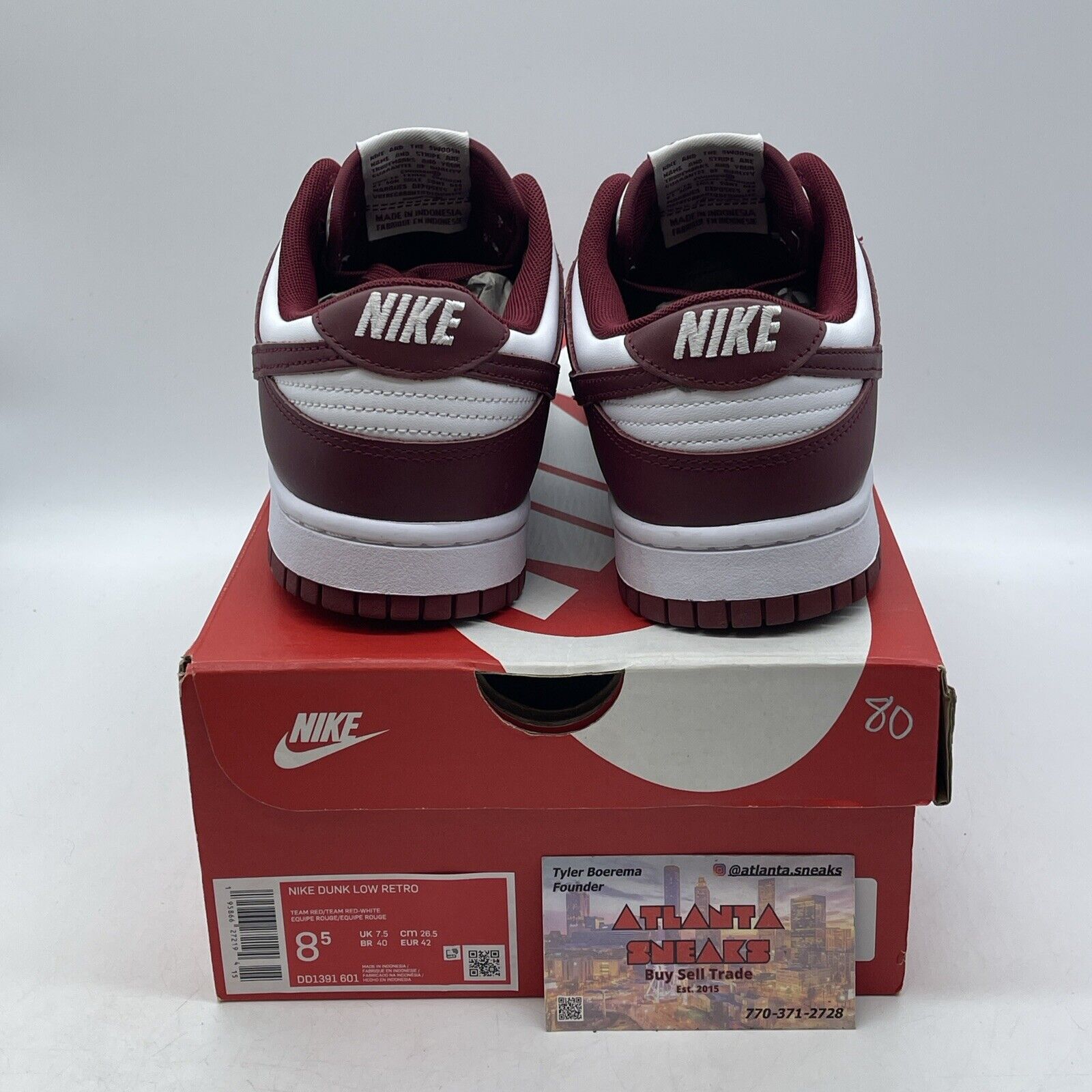 Size 8.5 - Nike Dunk Low Team Red White Leather (DD1391-601)