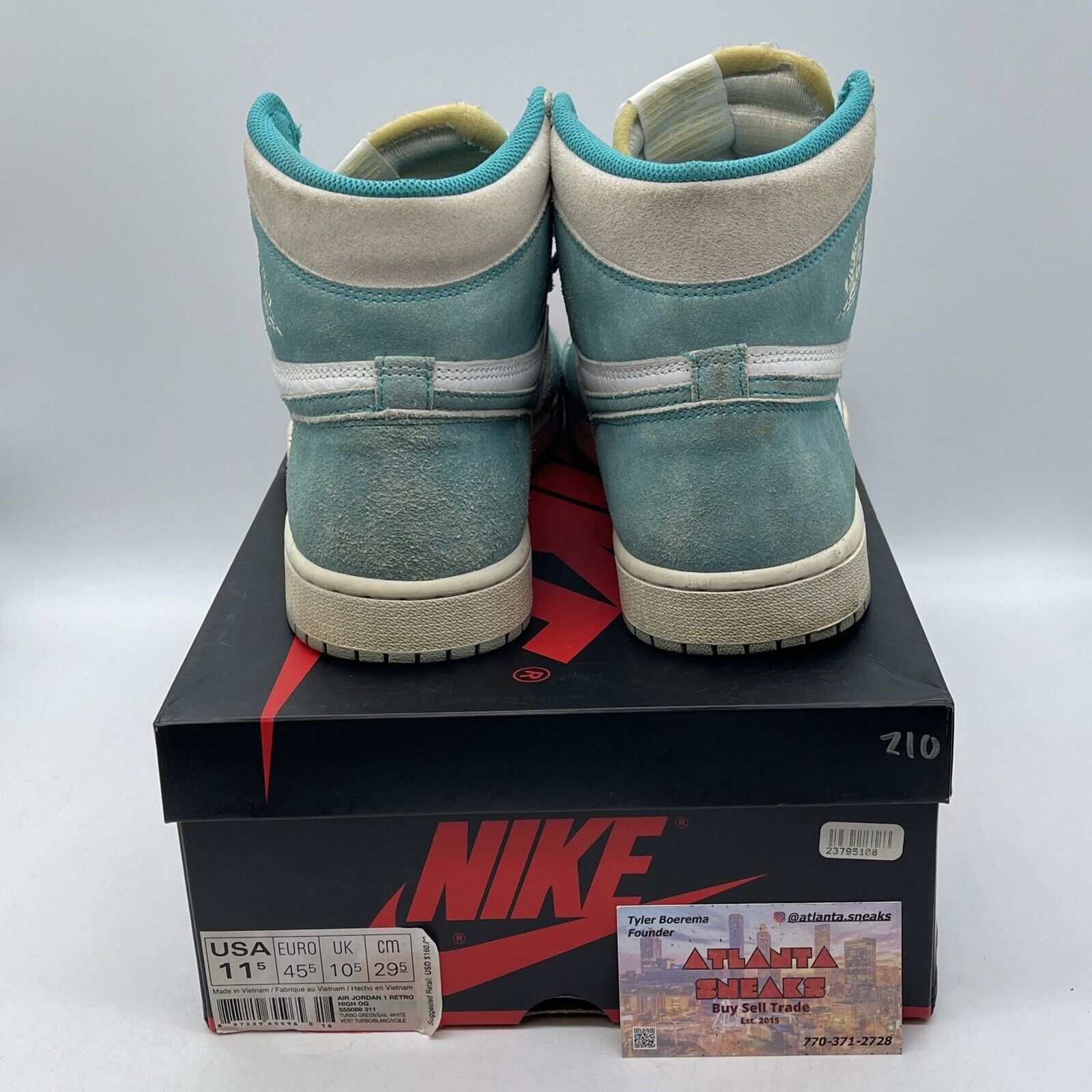 Size 11.5 - Jordan 1 Retro OG High Turbo Green Grey Suede Leather (555088-311)