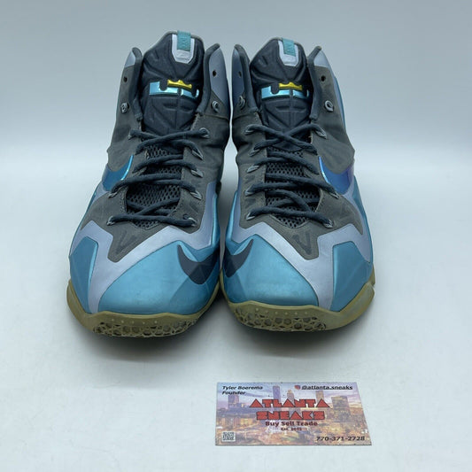 Size 11.5 - Nike LeBron 11 Armory Slate Blue Grey Black Suede (616175-401)