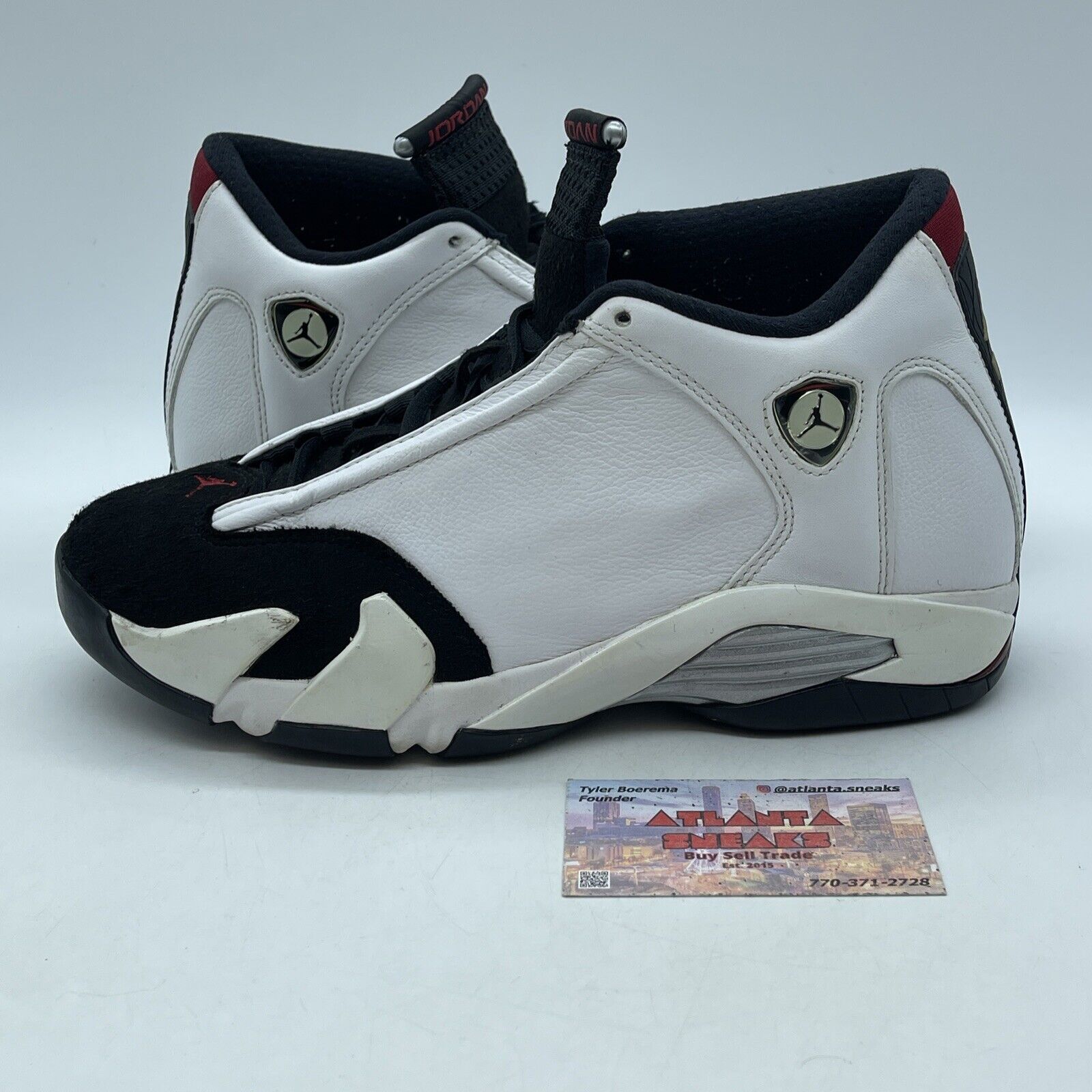 Size 8 - Air Jordan 14 Retro 2014 Black Toe Suede White Leather (487471-102)