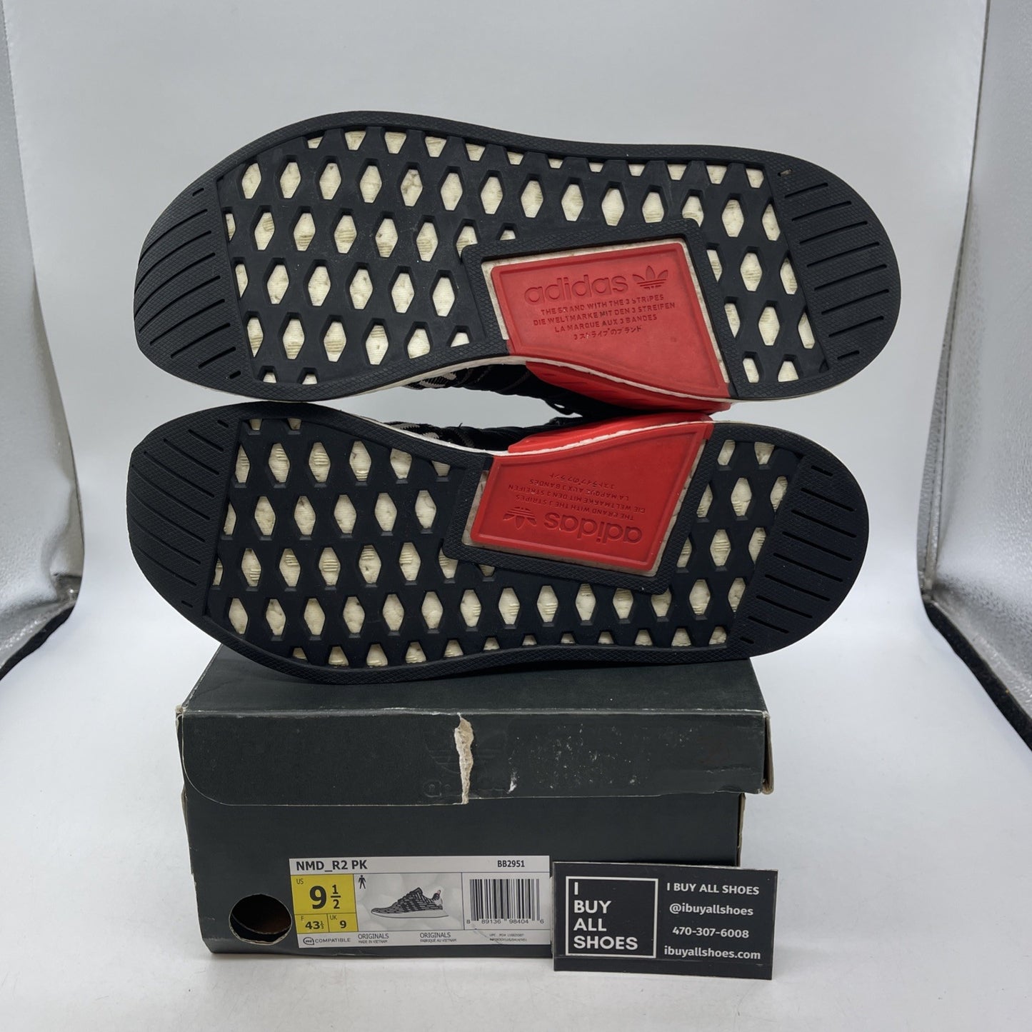 Size 9.5 - Adidas NMD_R2 PK Core Black Stripe (BB2951)