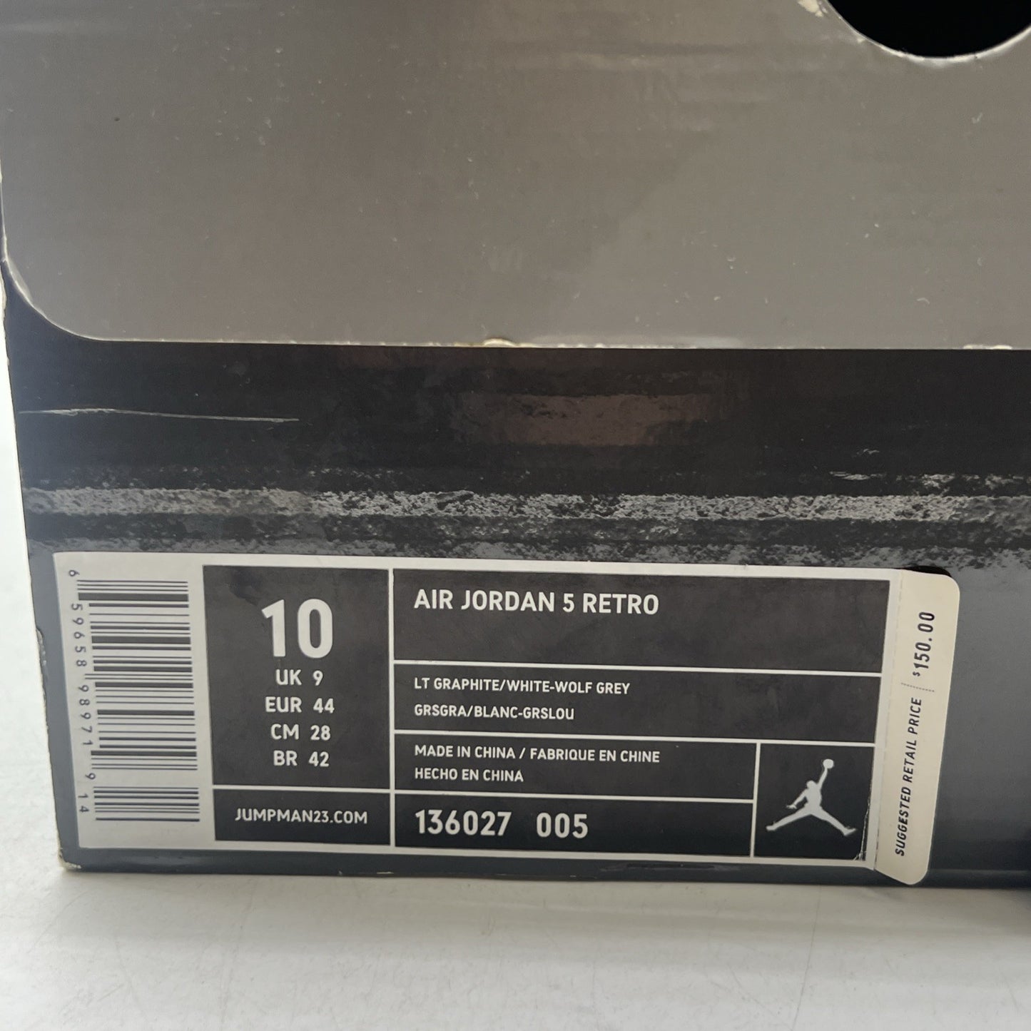 Size 10 - Air Jordan 5 Retro Wolf Grey (136027-005)