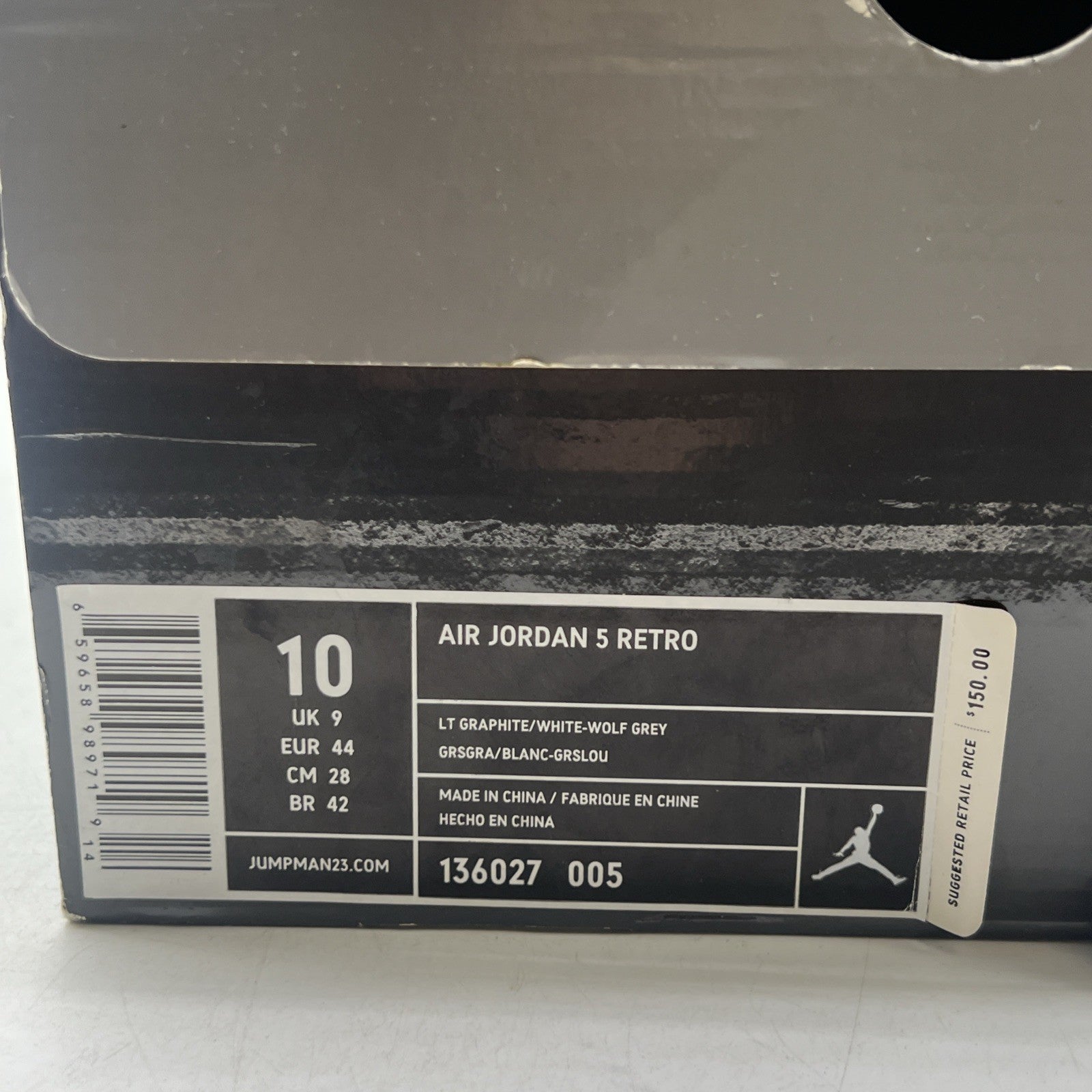 Size 10 - Air Jordan 5 Retro Wolf Grey (136027-005)