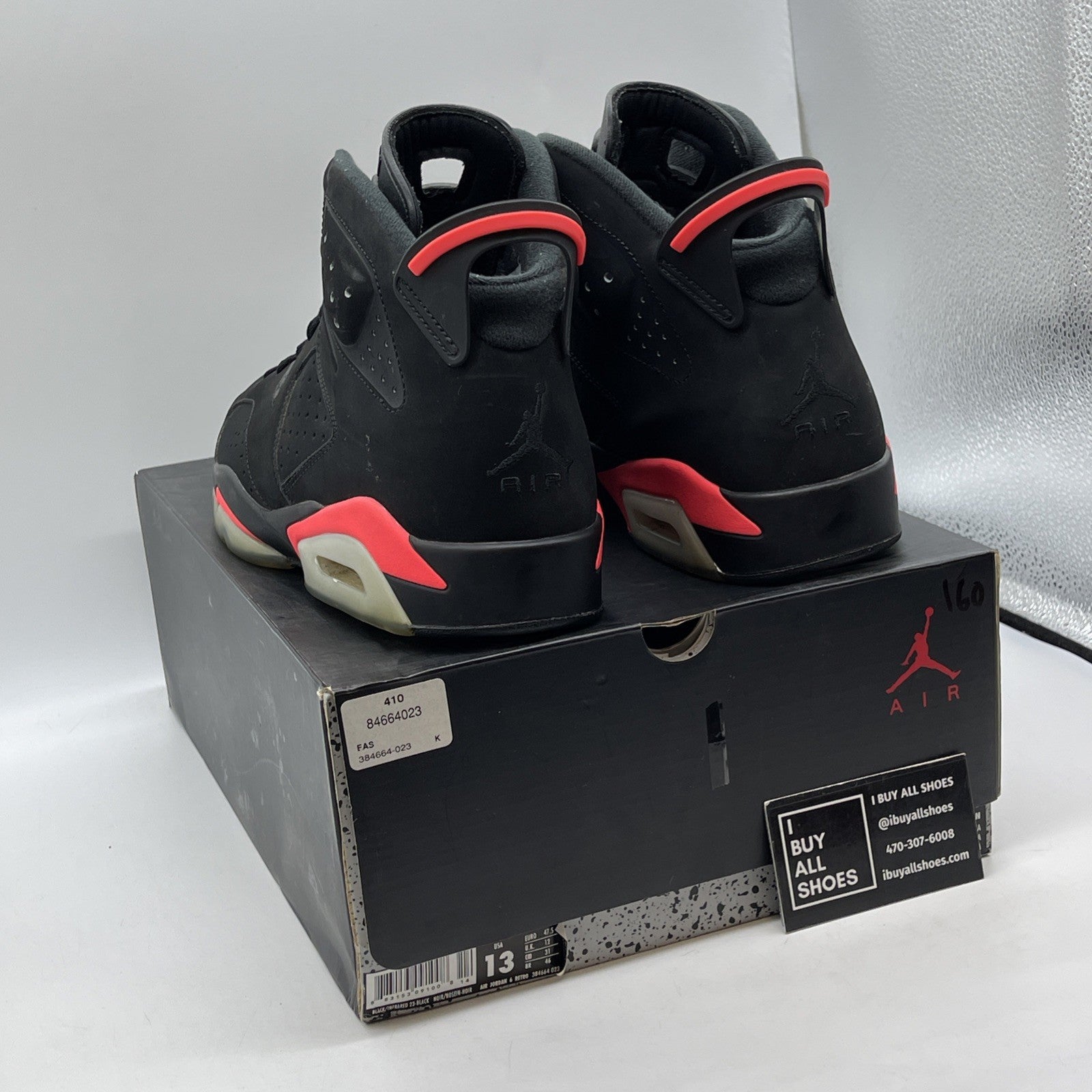 Size 13 - Jordan 6 Retro Infrared Black 2014 Black Pink Suede (384664-023)