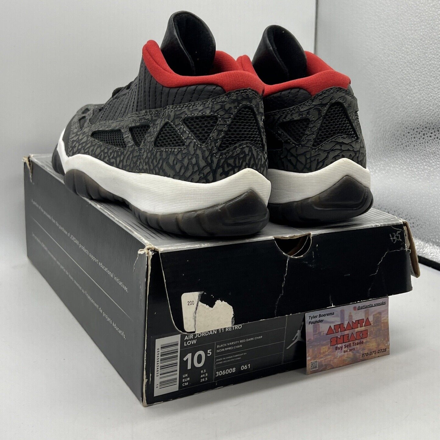 Size 10.5 - Air Jordan 11 Retro IE 2003 Low Black Charcoal Red