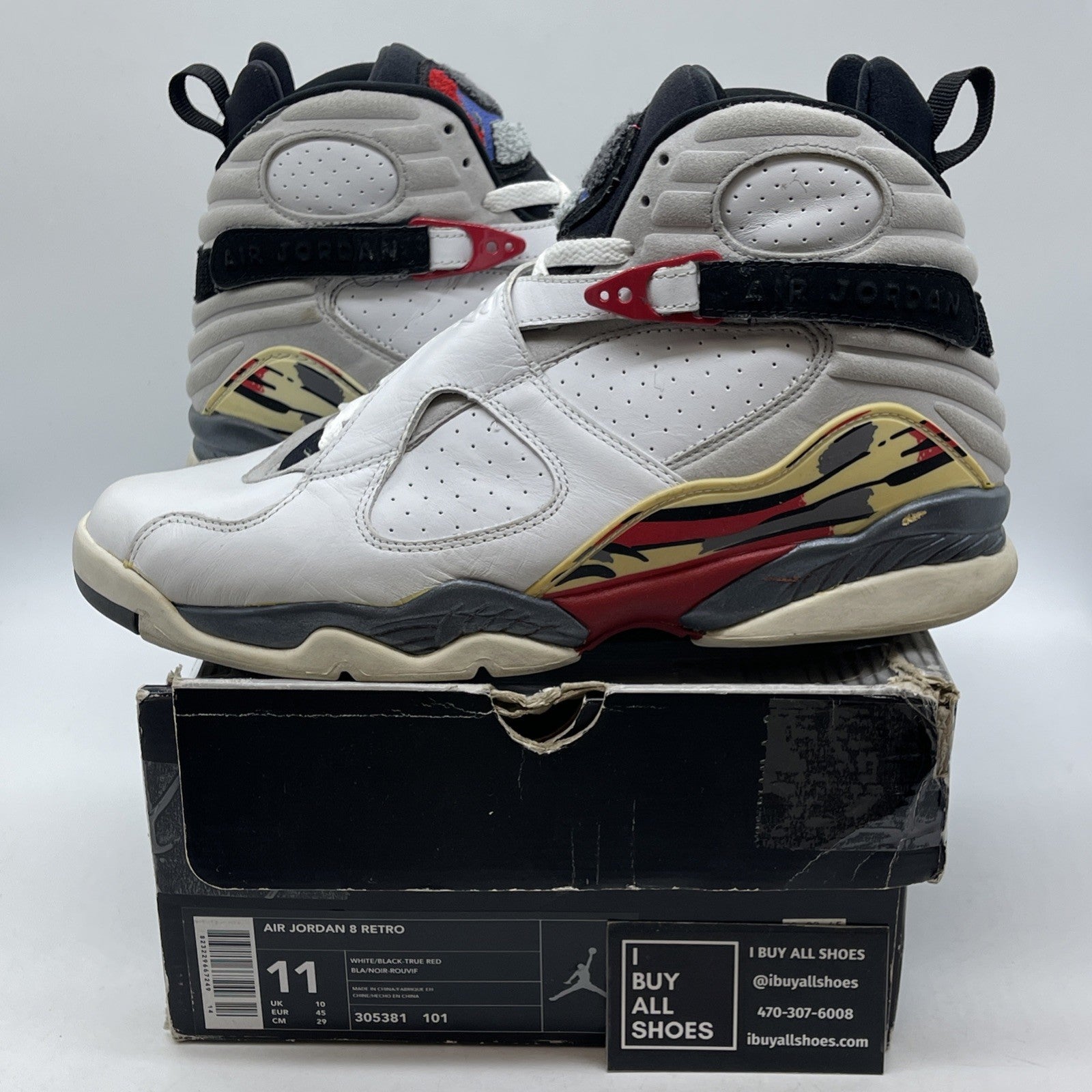 Size 11 - Air Jordan 8 Retro 2003 Bugs Bunny White Grey Suede Leather 305381-101