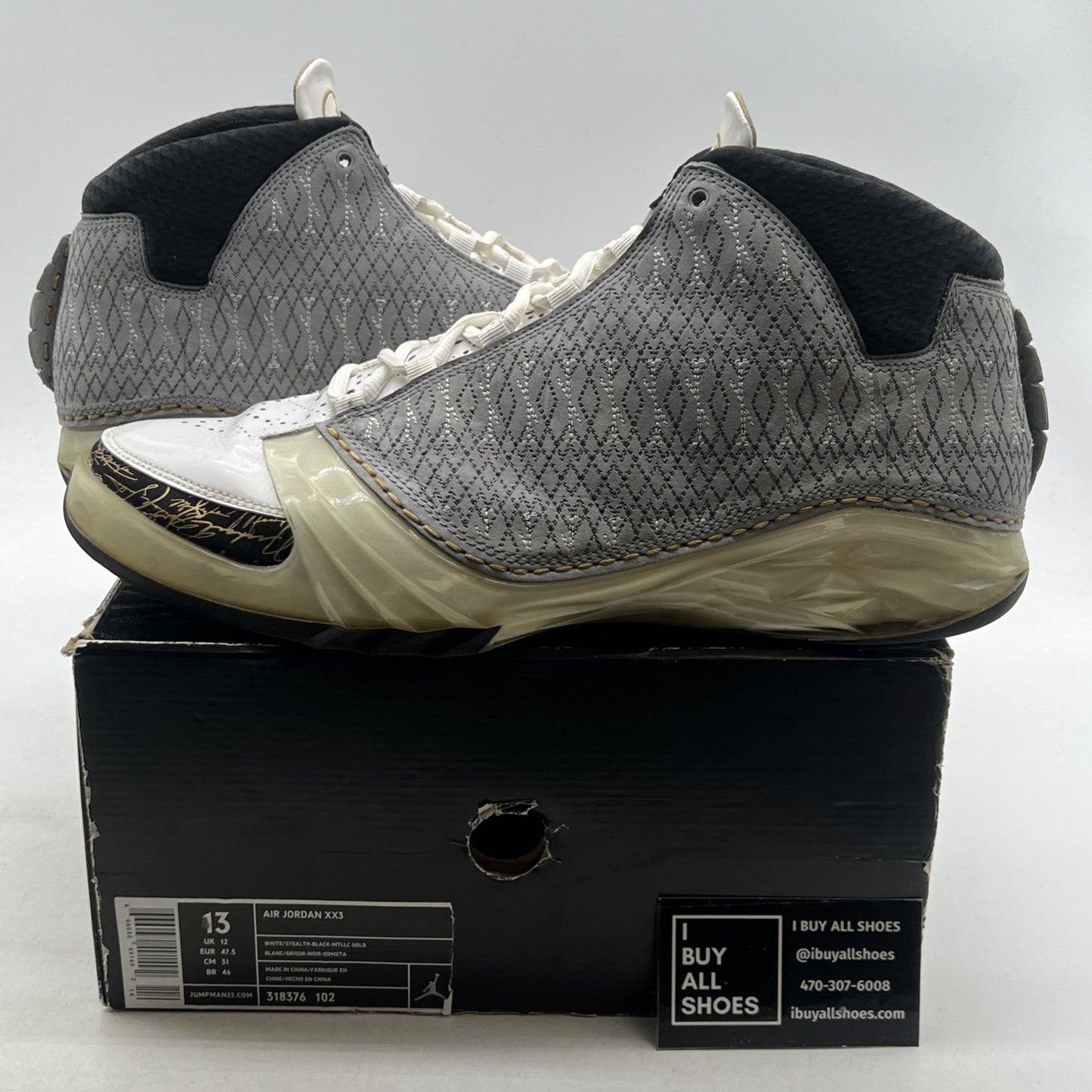 Size 13 - Air Jordan 23 OG White Stealth (318376-102)