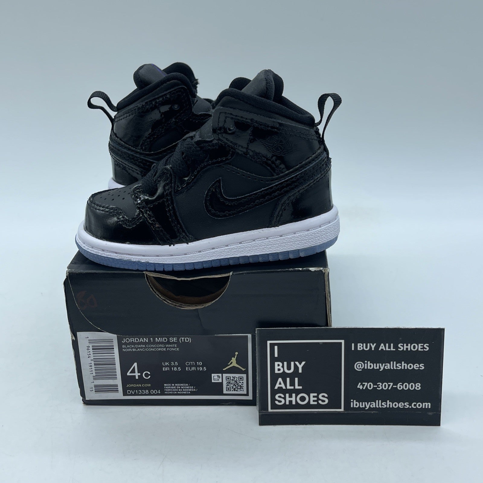 Size 4C - Jordan 1 Mid SE (TD) Space Jame Black Dark Concord-White (DV1338-004)