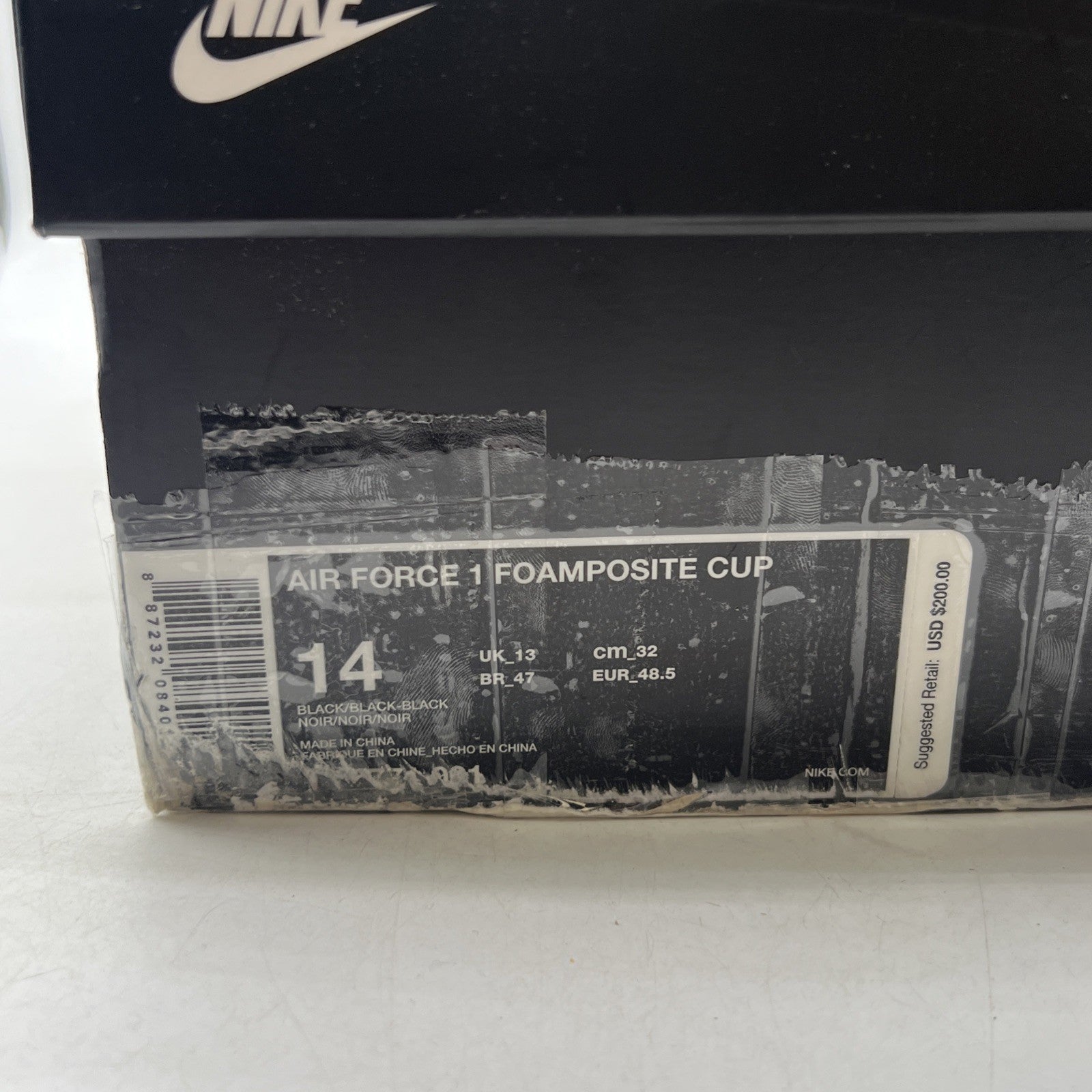 Size 14 - Nike Air Force 1 Foamposite Cup Triple Black (AH6771-001)