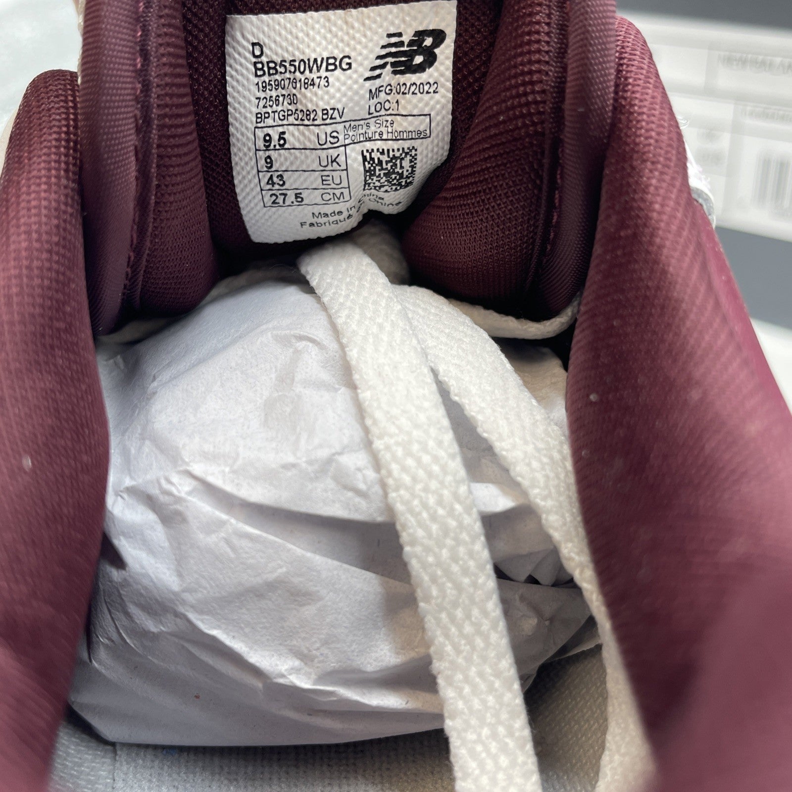 Size 9.5 - New Balance 550 Burgundy Turquoise Leather (BB550WBG)